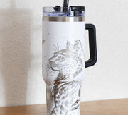 Stainless Steel Tumbler – 40oz Travel Mug With Handle, Straw & Double Wall Insulation