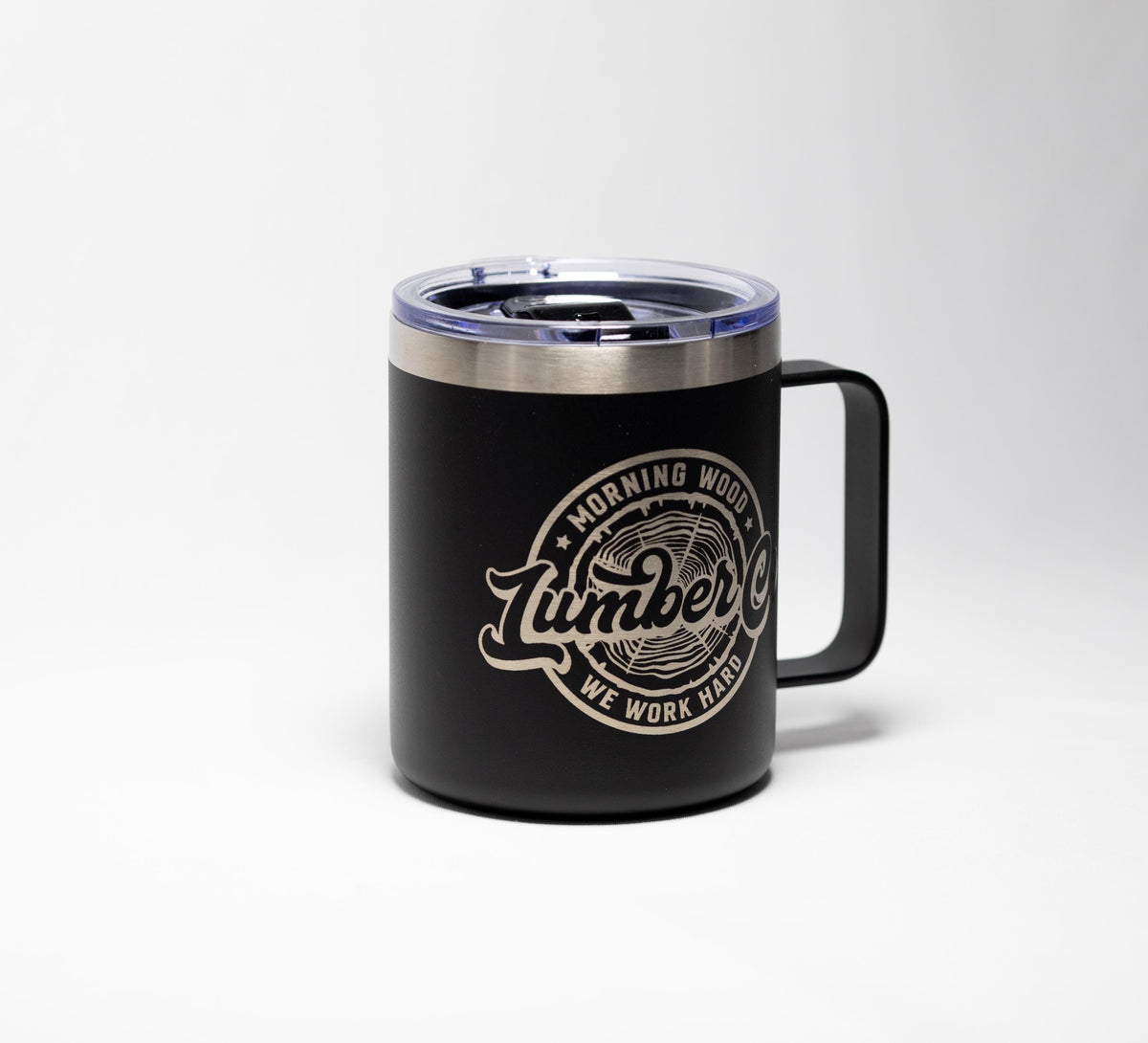 Morning Wood Mug - Laser Engraved Stainless Steel Cup | Durable Powder Coated Coffee Mug