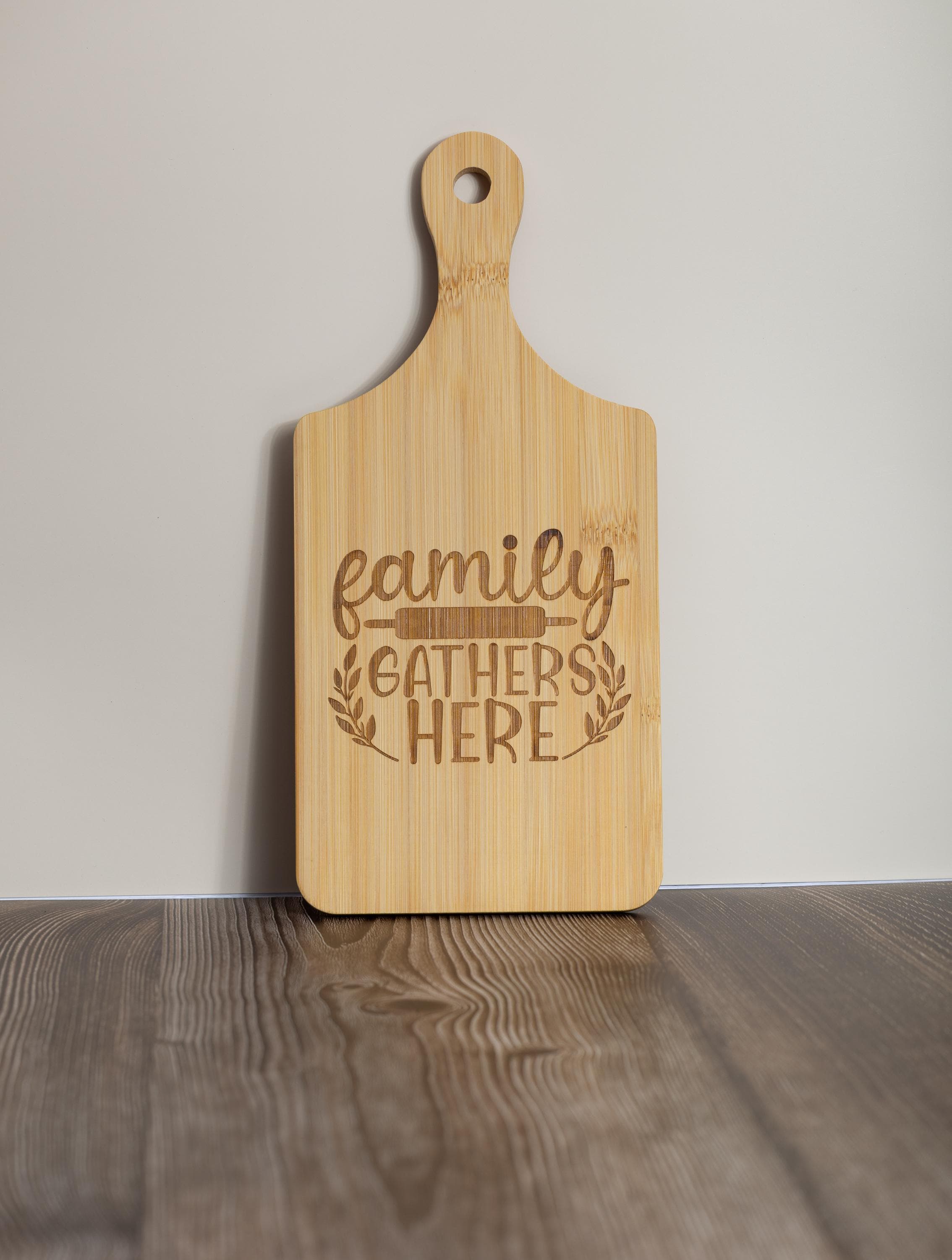 Laser Engraved Bamboo Board – Rustic Kitchen Decor, Family Kitchen Gift 5x11