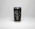 Patriotic Skull Tumbler – Laser Engraved Stainless Steel Cup, Double Wall Insulation