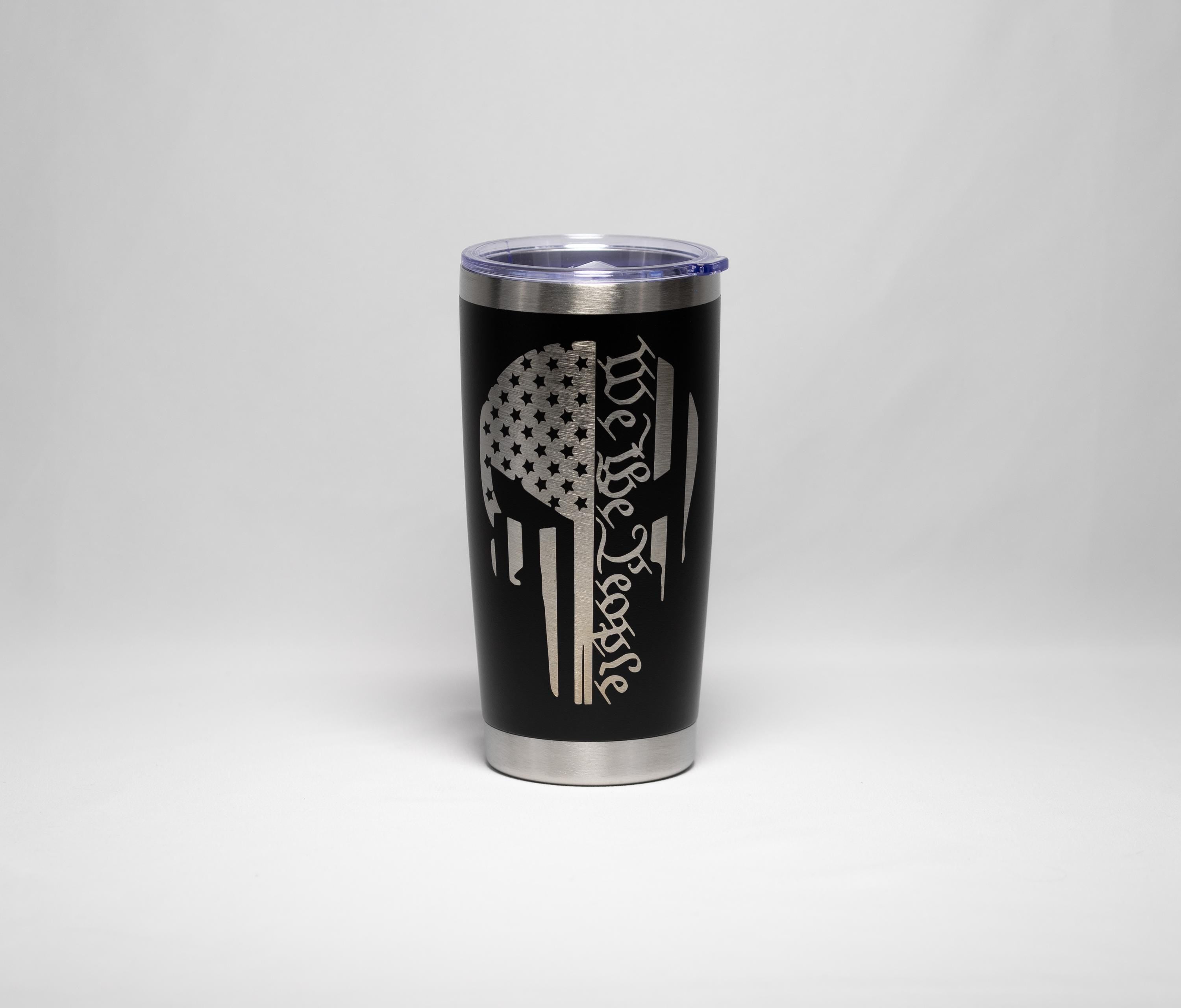 Patriotic Skull Tumbler – Laser Engraved Stainless Steel Cup, Double Wall Insulation