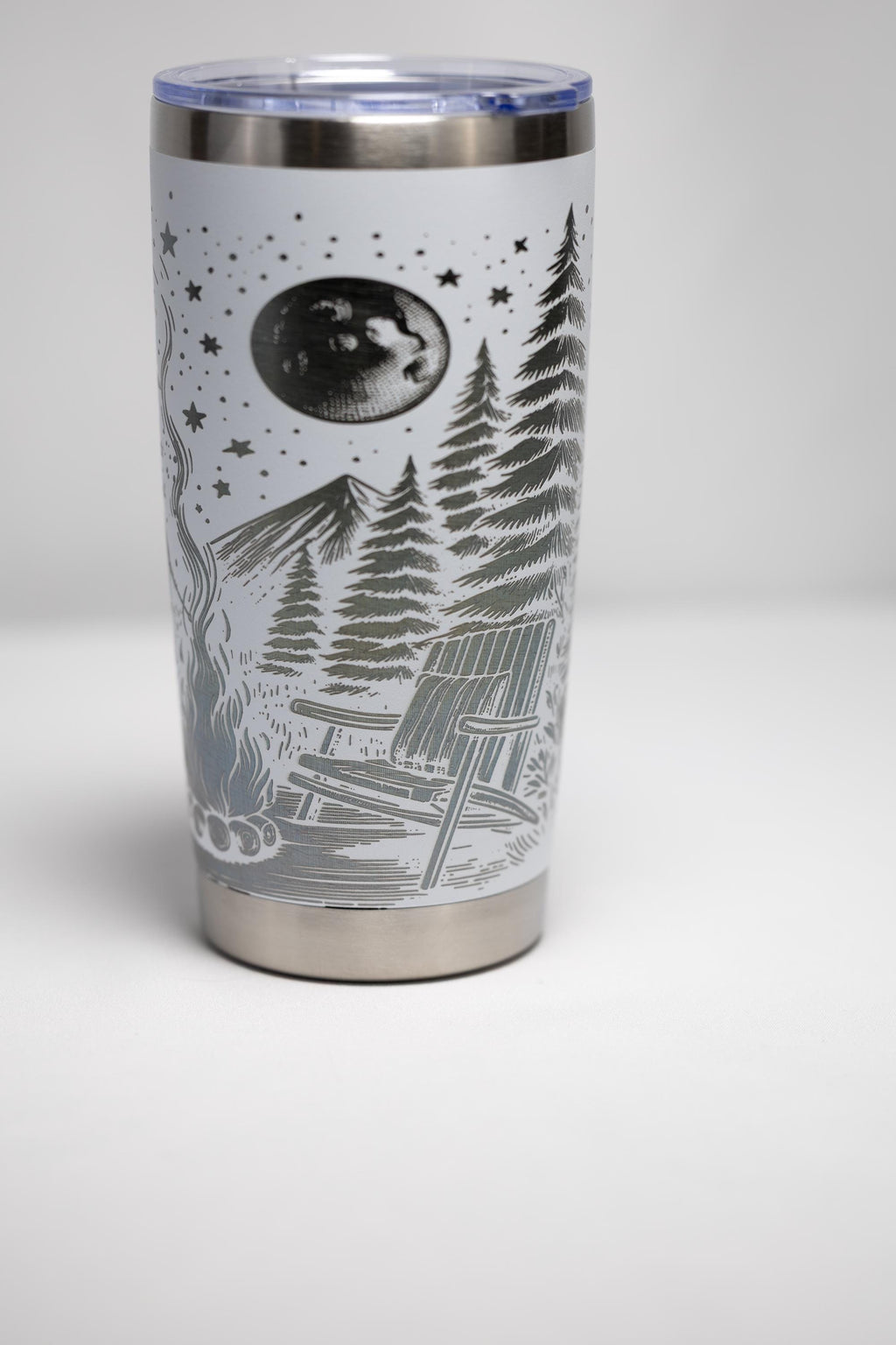 Stainless Steel Tumbler – 20oz Insulated Travel Mug with Engraved Camping Design