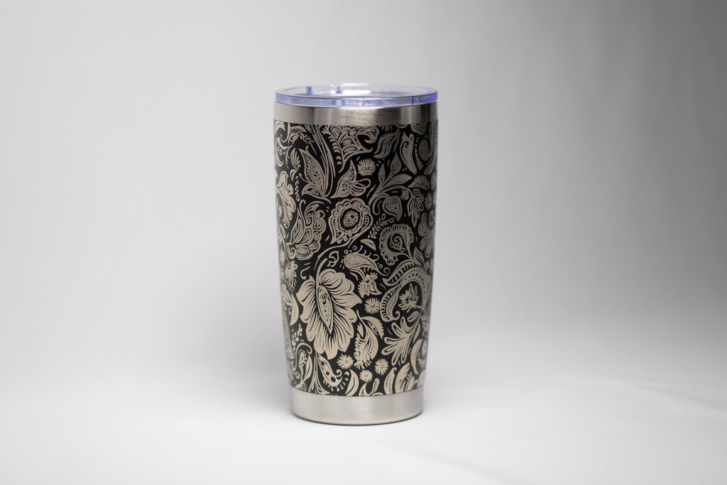 Paisley Wrap Tumbler | Insulated Stainless Steel 20 oz | Custom Color, Laser Engraved Wrap