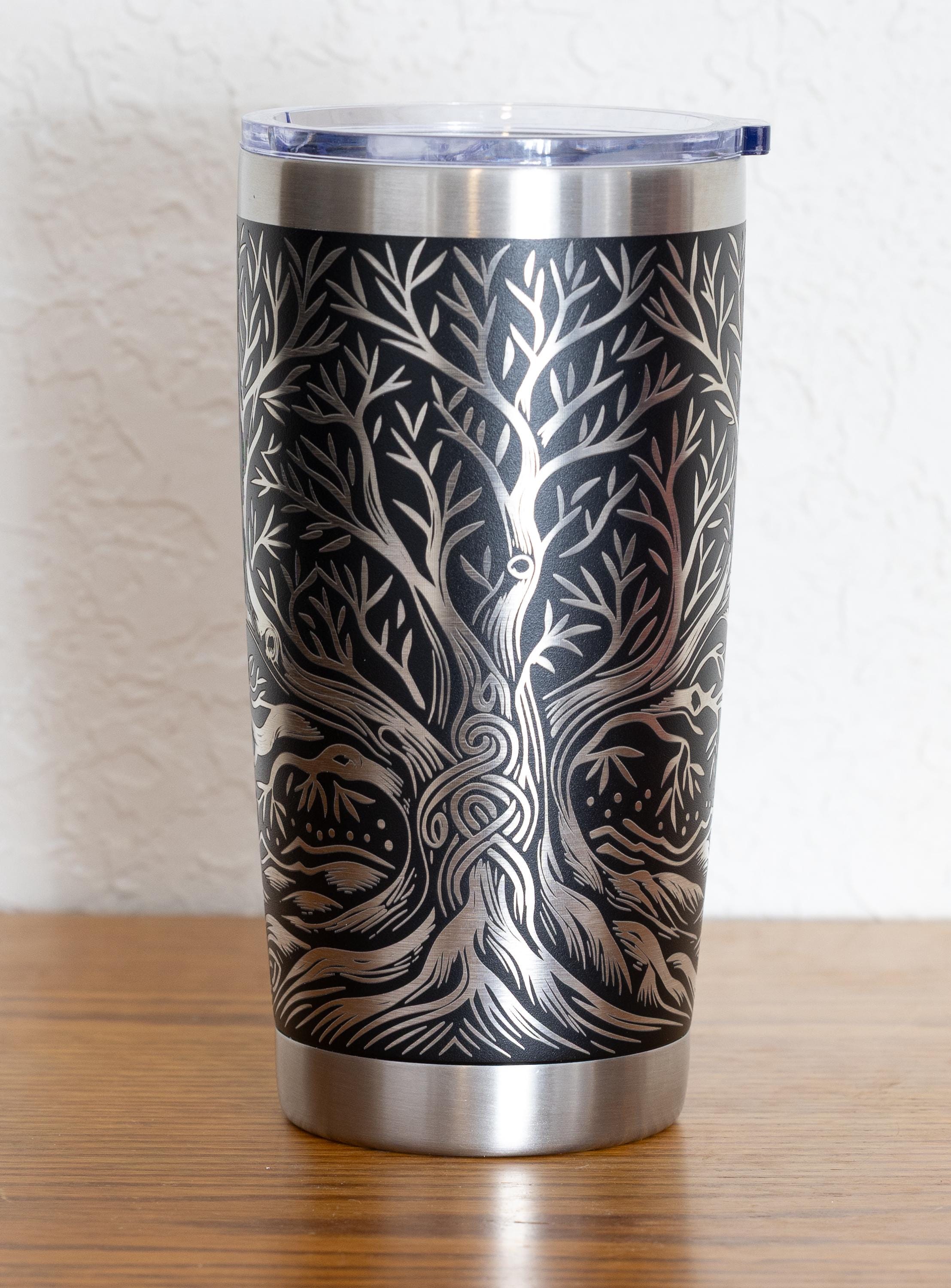 Celtic Tree Tumbler – 20oz Stainless Steel Cup | Vacuum Insulated Mug, Laser Engraved Design