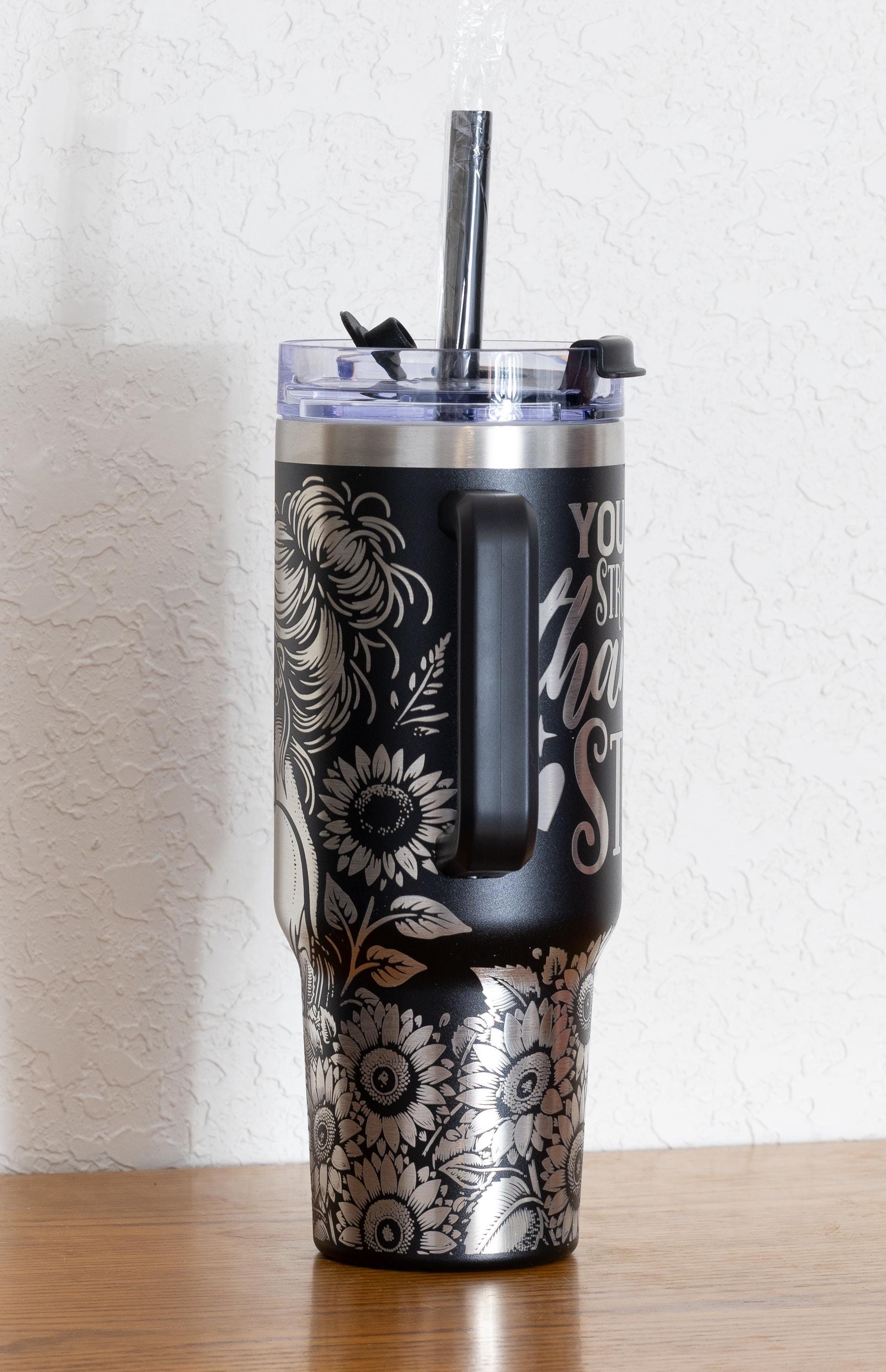 Stainless Steel Tumbler 40oz – Vacuum Insulated Mug With Handle Sliding Lid