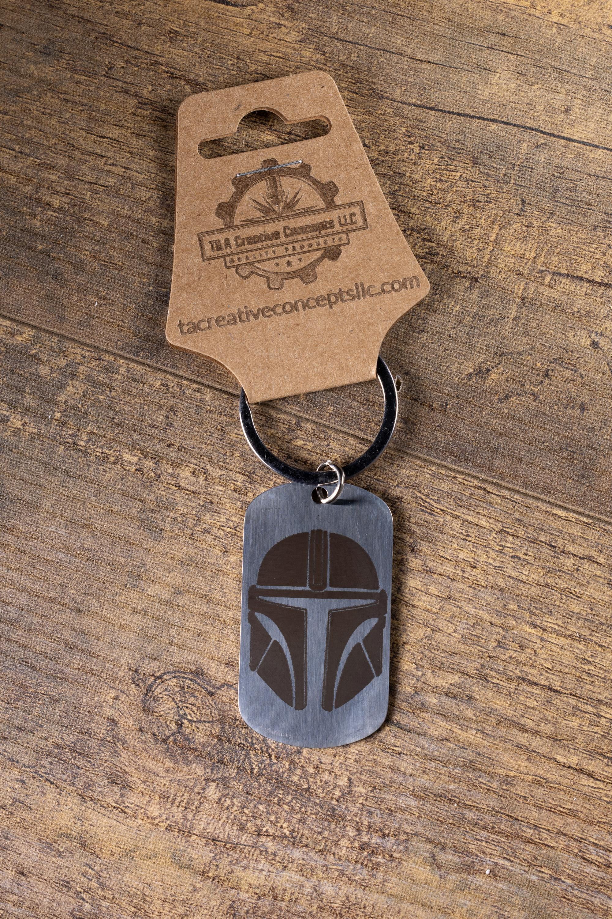 Mandalorian Keychain | Laser Engraved Stainless Steel Double Sided Gift