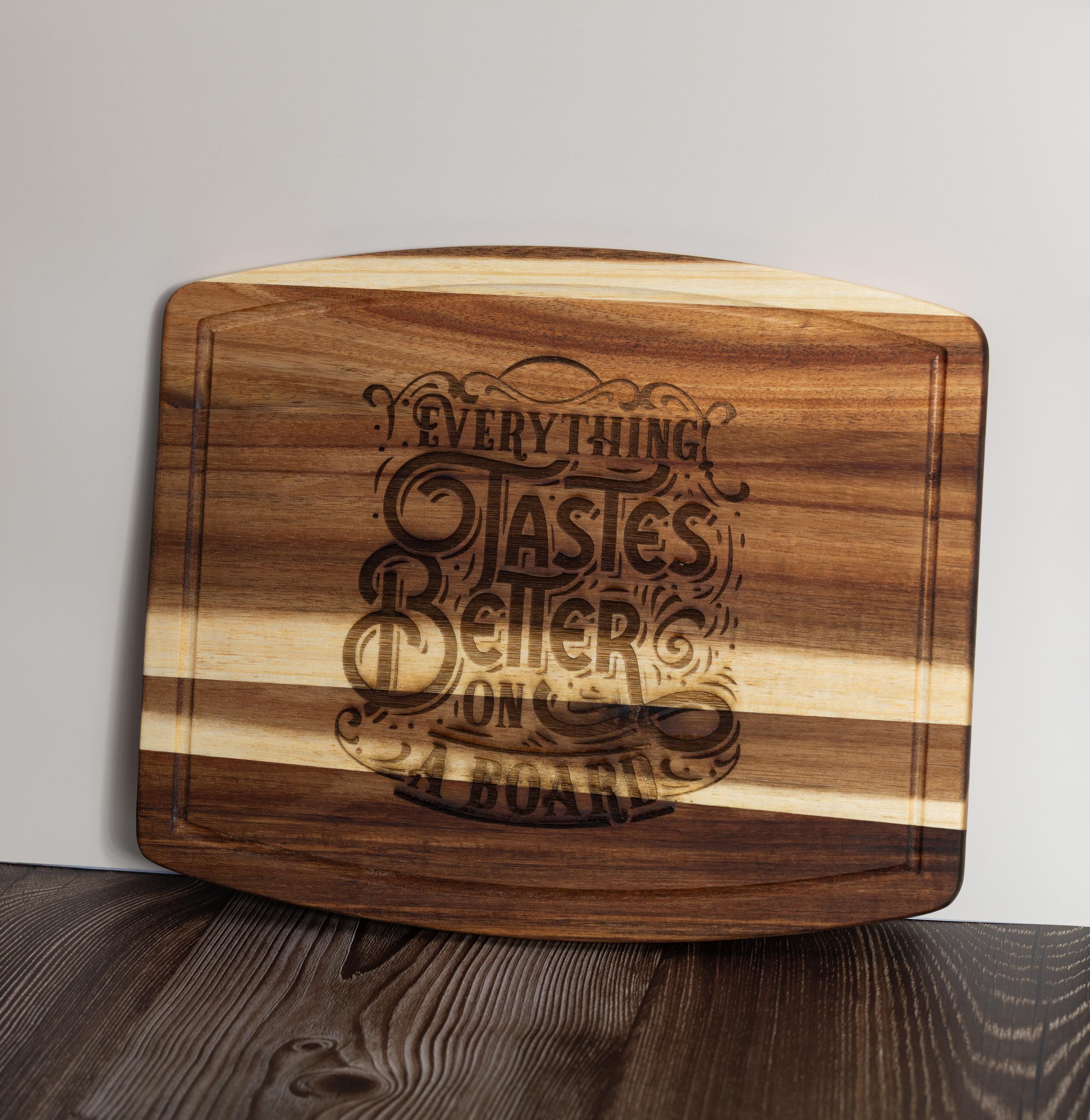 Acacia Wood Charcuterie Board - Laser Engraved Funny Snack Platter, Durable Serving Tray 10x12