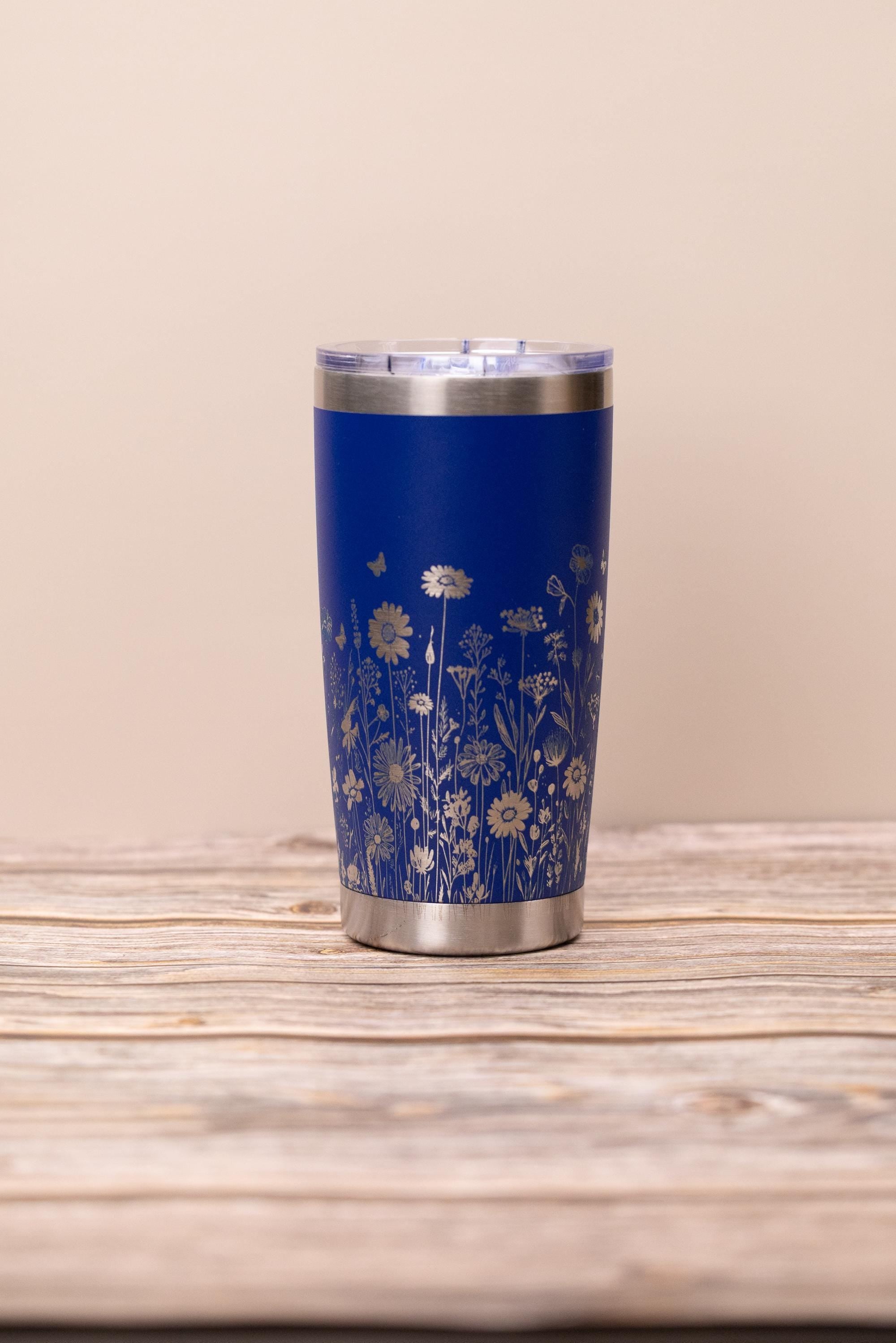Wildflower Tumbler – 20oz Double Wall Insulated Stainless Steel Cup With Floral Wrap Design