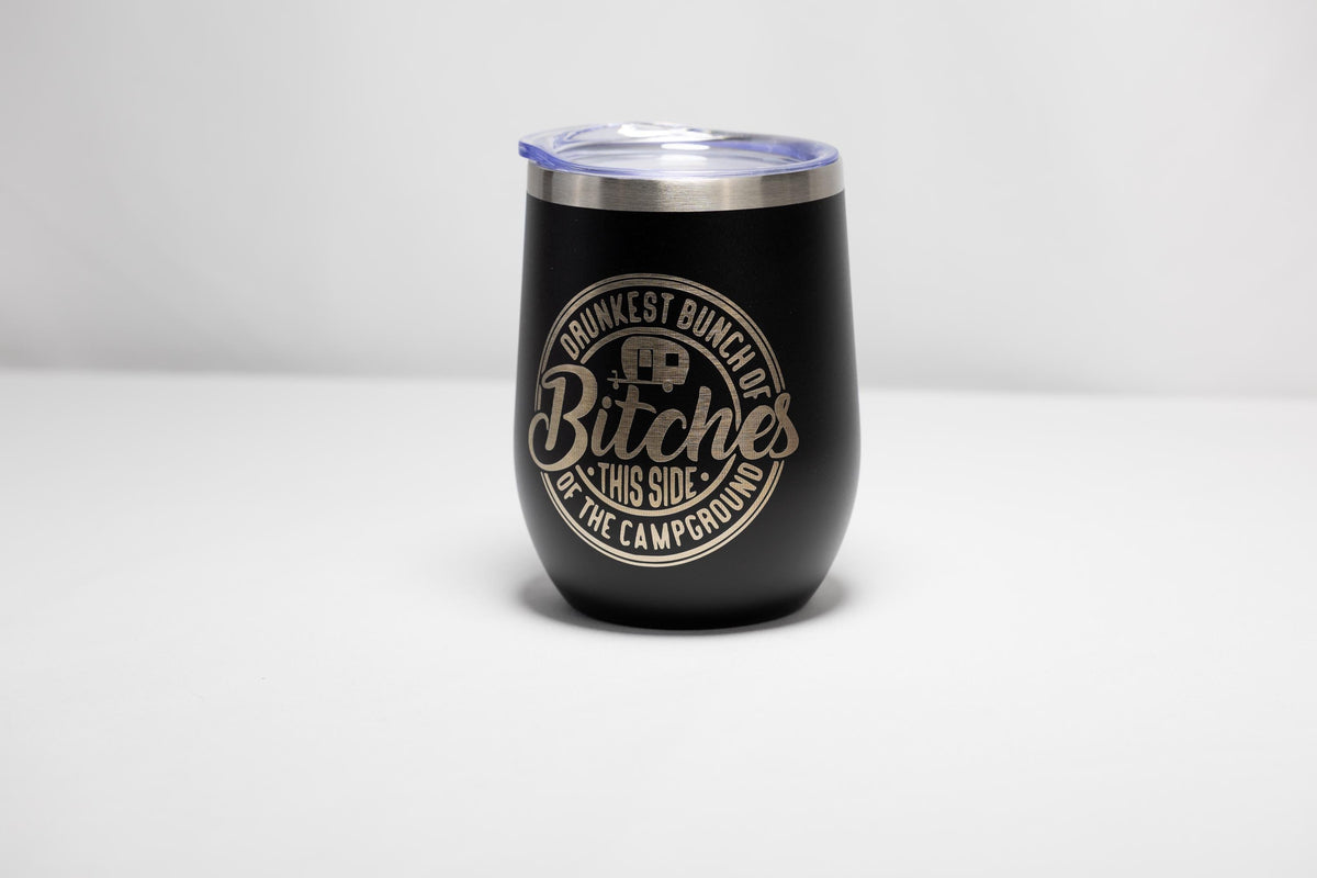 Funny Camping Wine Tumbler – Stainless Steel, Double Wall, 12 oz Insulated Cup
