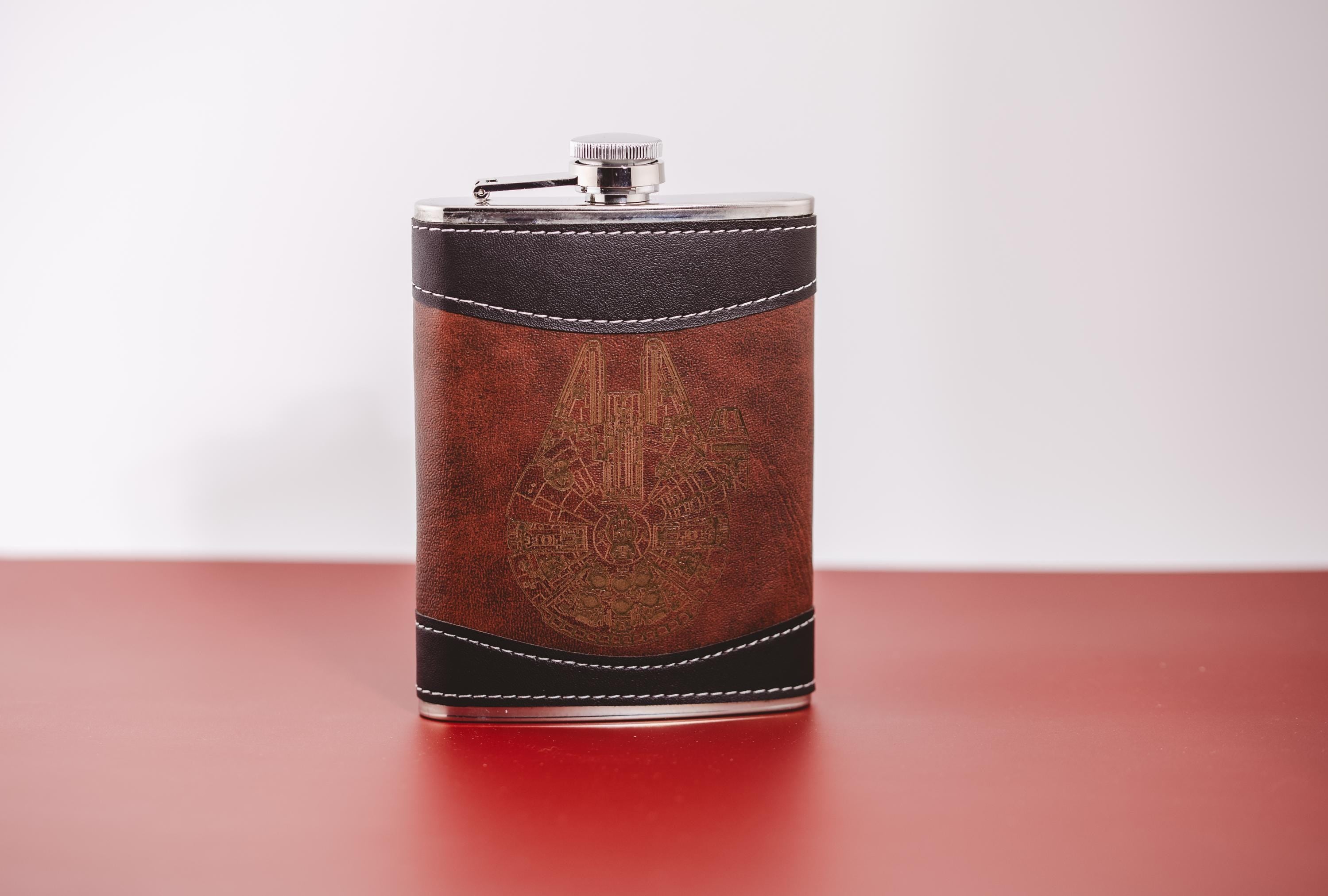 Star Wars Leather Flask - Millennium Falcon Stainless Steel 8oz Leak Proof