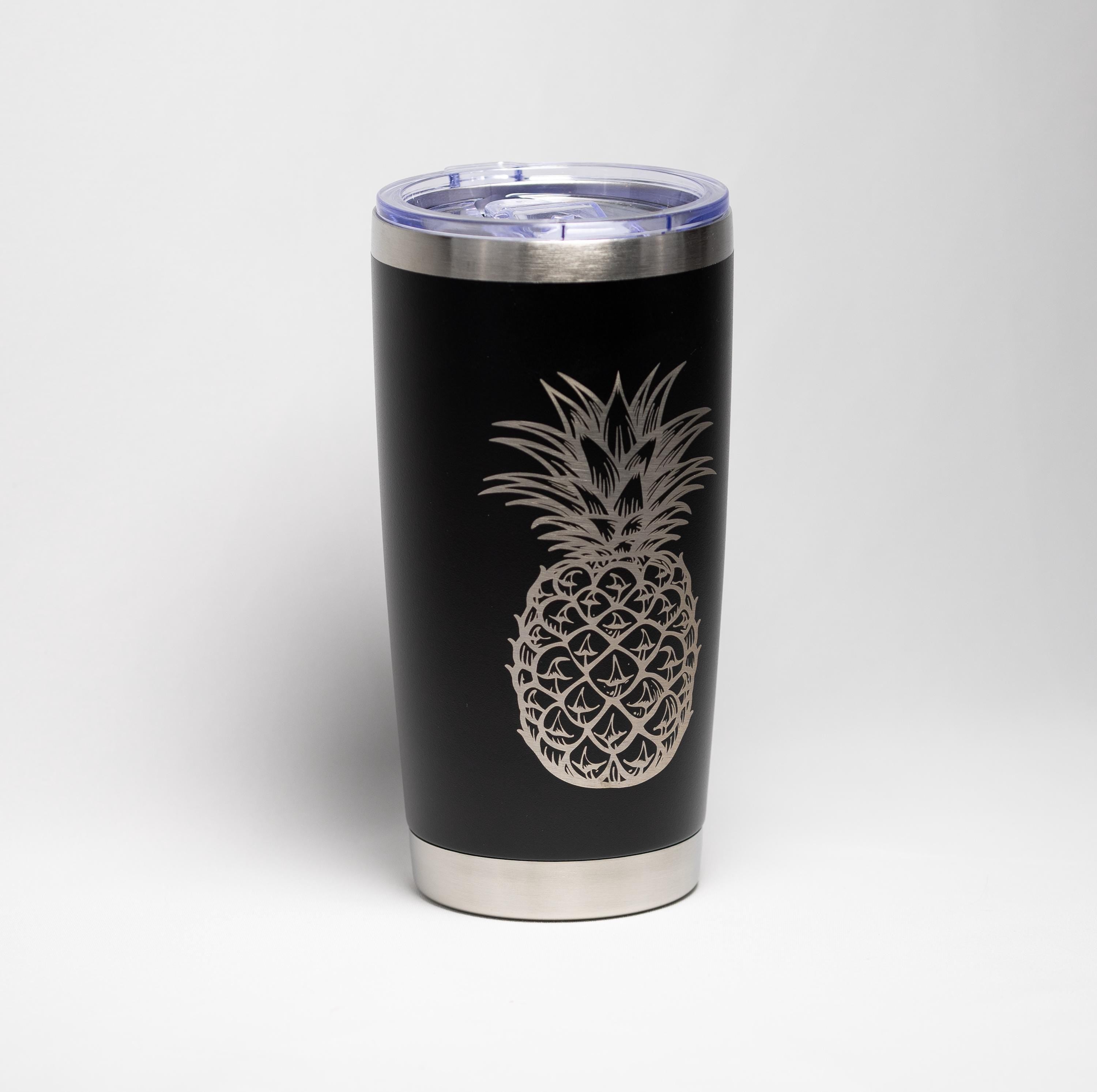 Stainless Steel Tumbler – 20 oz Vacuum Insulated Cup | Laser Engraved Pineapple Drinkware