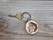Largemouth Bass Keychain – Double Sided Engraved Hardwood With Rust Resistant Ring