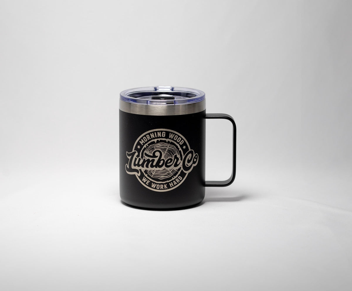 Morning Wood Mug - Laser Engraved Stainless Steel Cup | Durable Powder Coated Coffee Mug