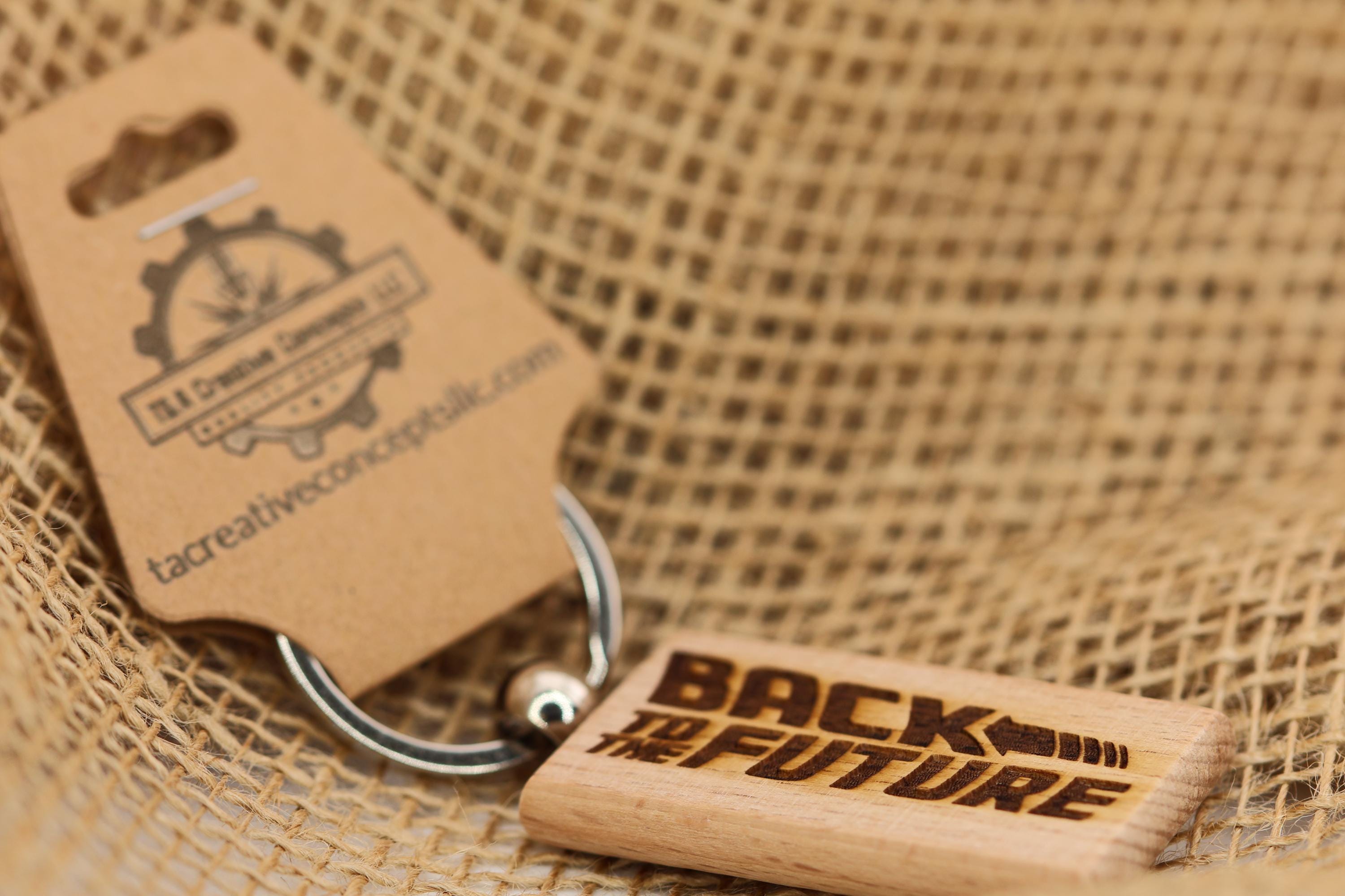 Back to the Future Keychain – Hardwood, Double Sided Laser Engraved Movie Memorabilia