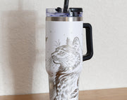 Stainless Steel Tumbler – 40oz Travel Mug With Handle, Straw & Double Wall Insulation