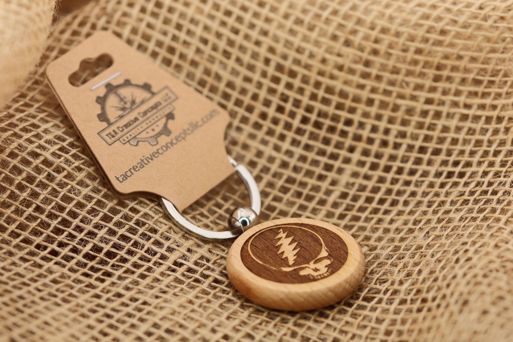 Grateful Dead Keychain – Steal Your Face Laser Engraved Hardwood Accessory
