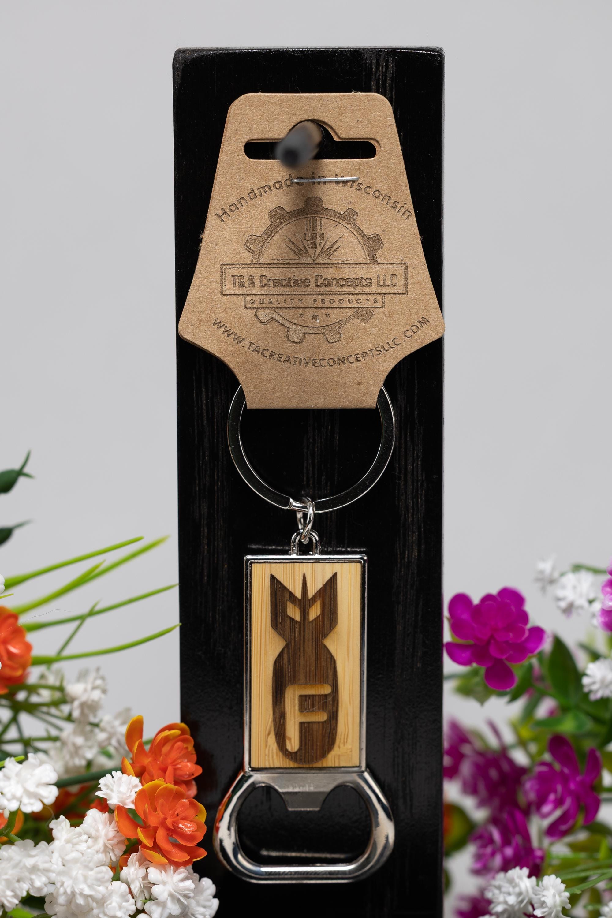 Bottle Opener Keychain – Engraved Wood Key Ring | Funny Beer Gift & Sarcastic Bar Tool