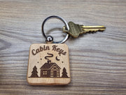Cabin Keys Keychain – Rustic Wooden Keychain With Stainless Steel Ring, Double Sided Engraving
