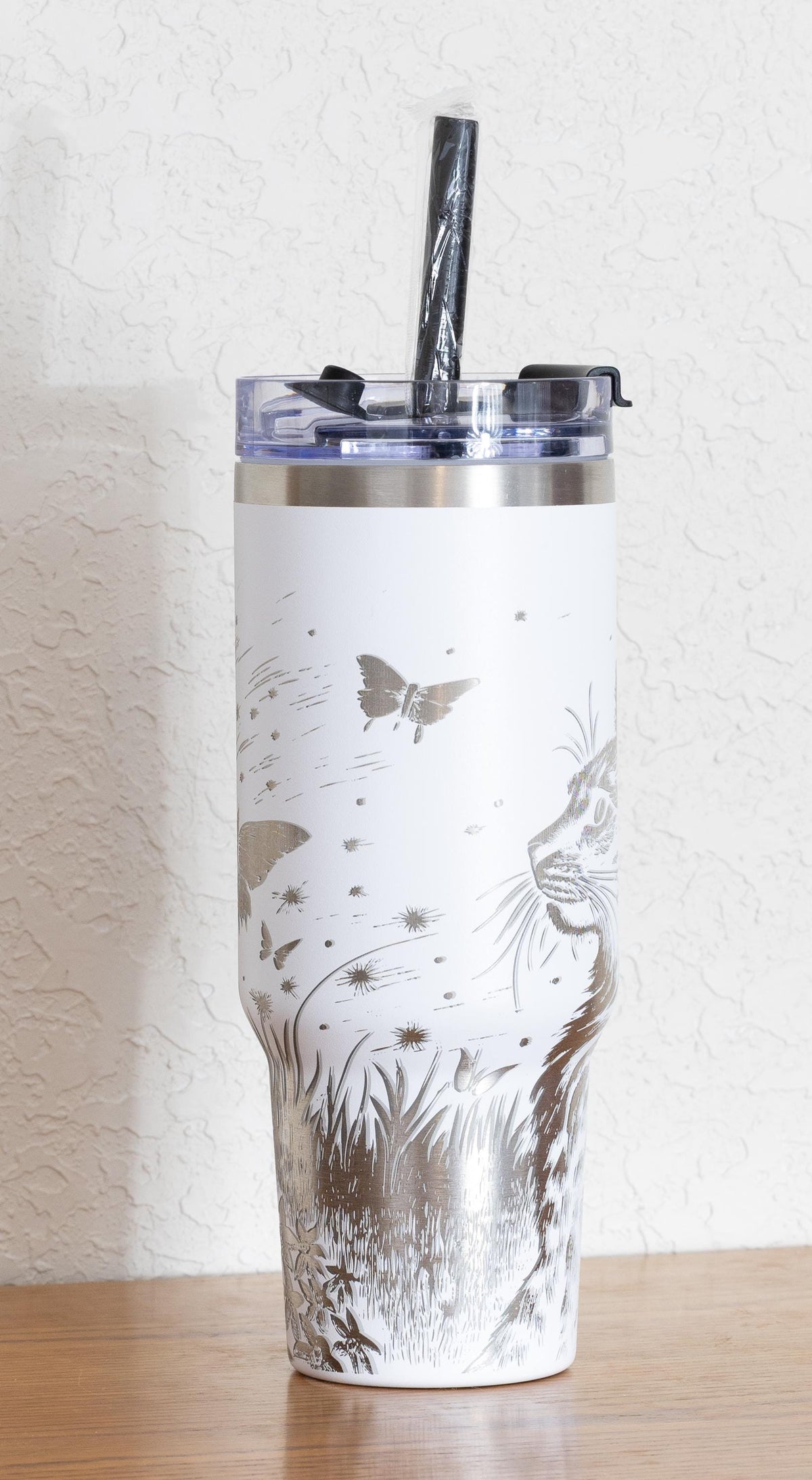 Stainless Steel Tumbler – 40oz Travel Mug With Handle, Straw & Double Wall Insulation