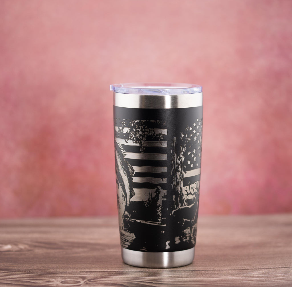 20oz Insulated Tumbler - Stainless Steel Double Wall Vacuum Engraved Flag Design