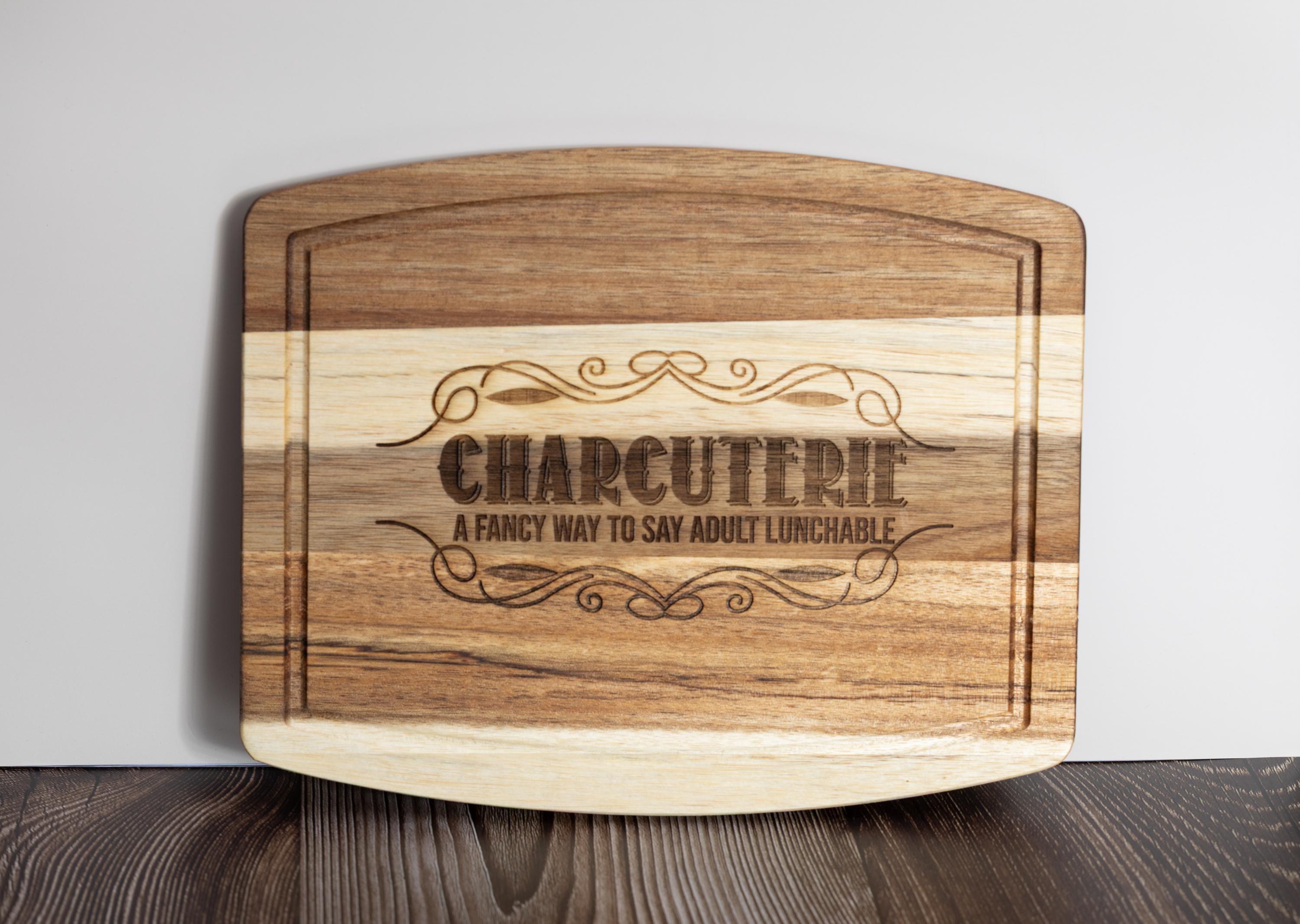 Adult Lunchable Serving Board – Laser Engraved Acacia Wood Charcuterie Tray