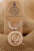 Deadhead Wood Keychain – Double Sided Laser Engraved Steal Your Face Logo Charm