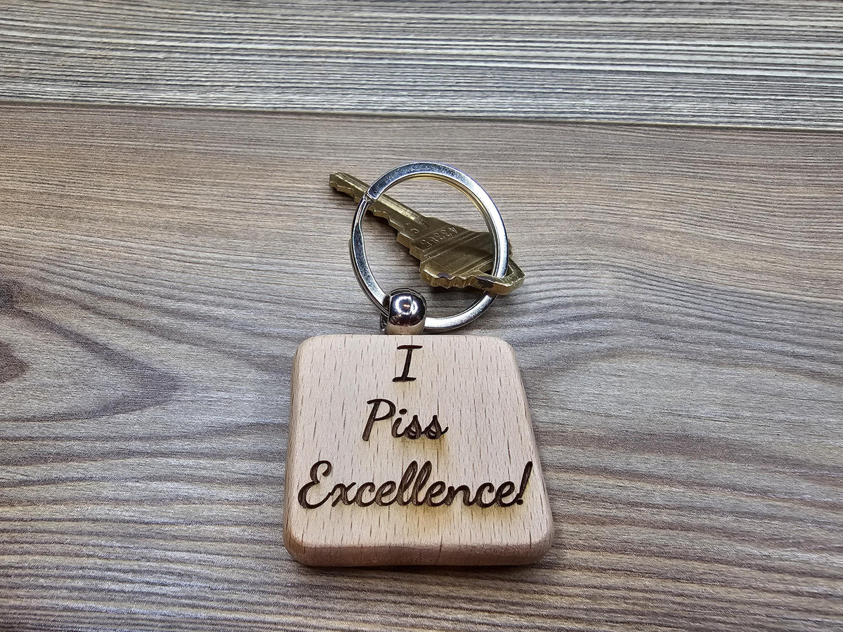Humor Wooden Keychain – Double Sided Laser Engraved Natural Hardwood Accessory