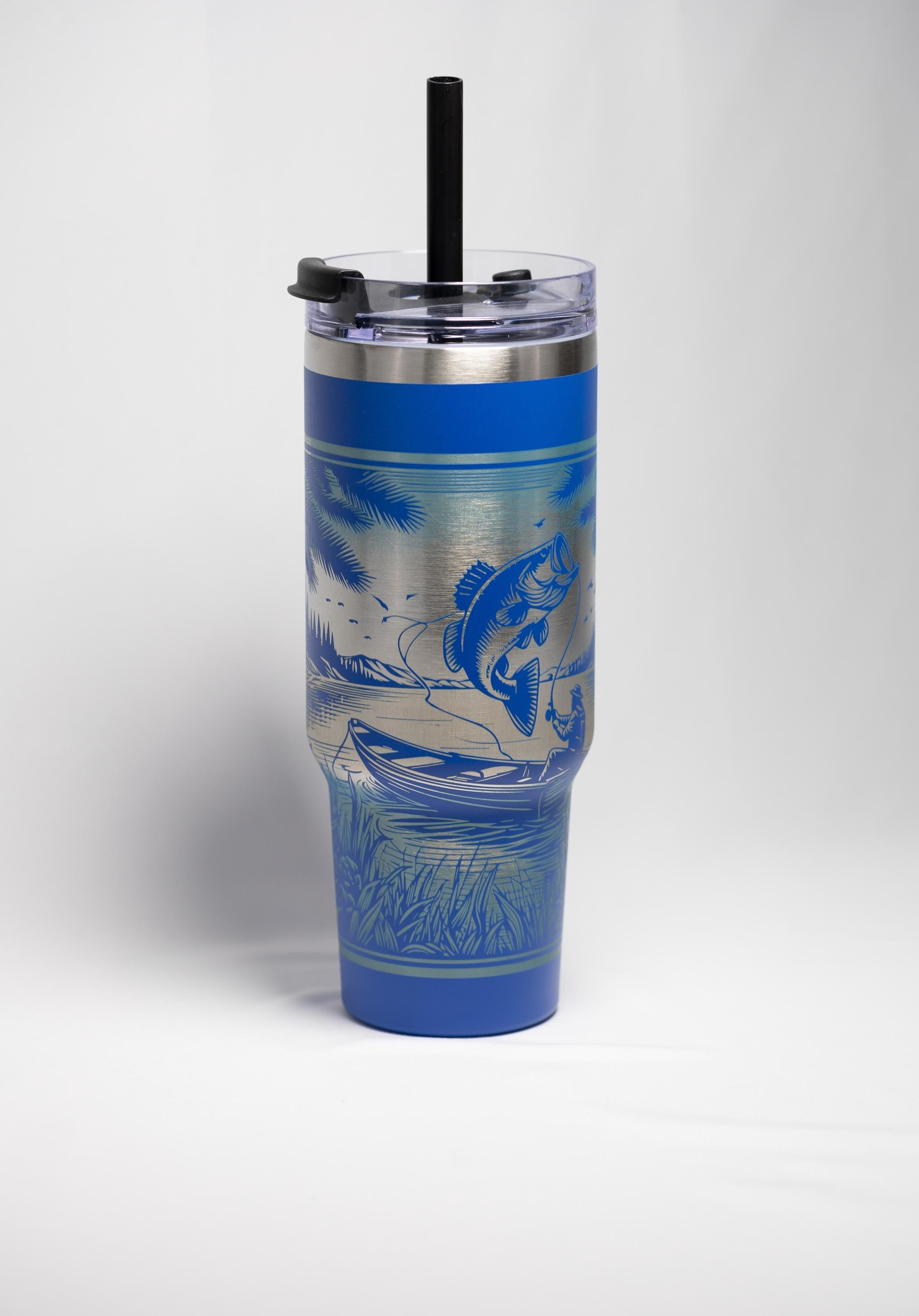 Bass Fishing Tumbler – 40oz Stainless Steel Cup with Laser Engraved Design