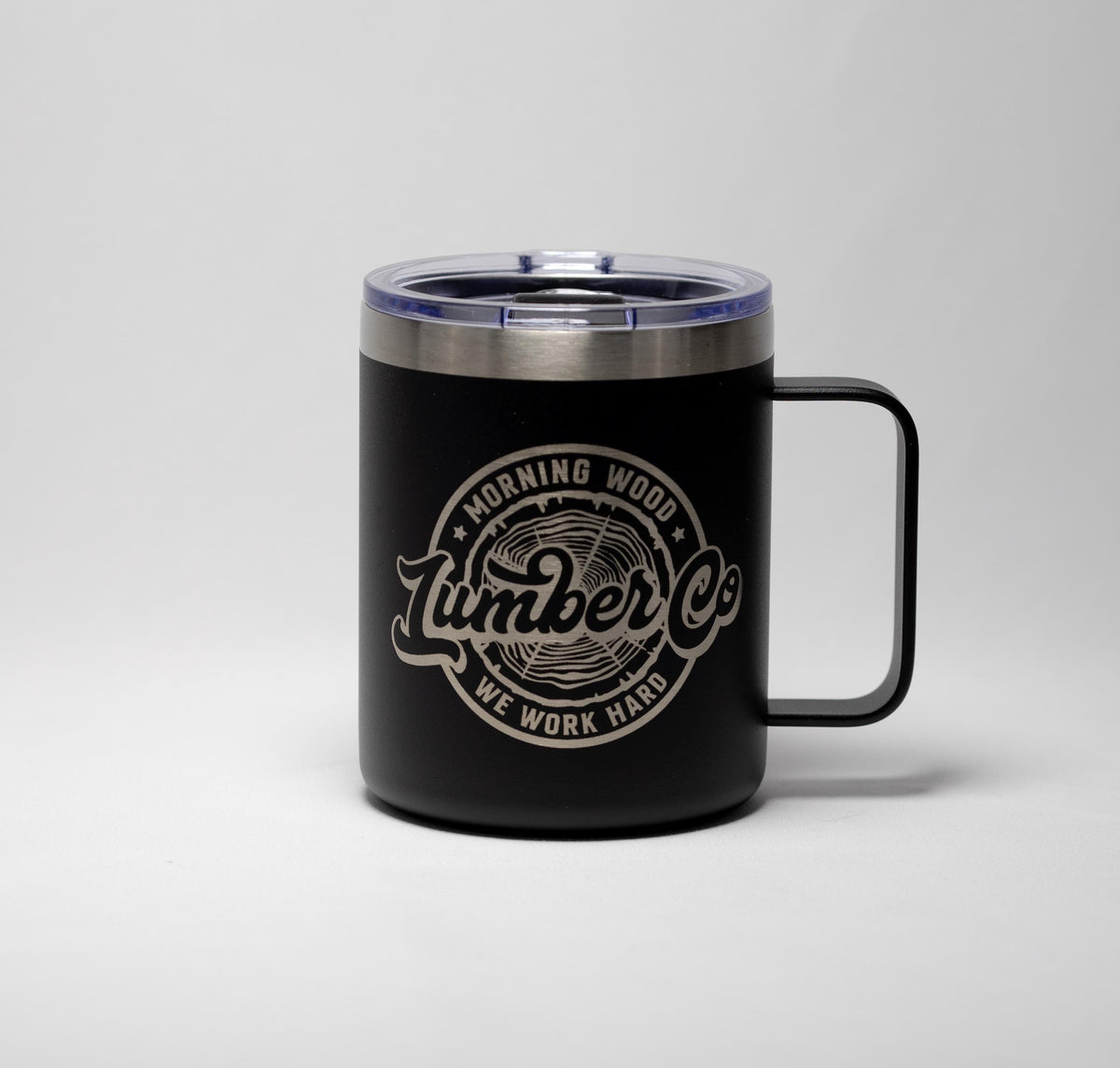 Morning Wood Mug - Laser Engraved Stainless Steel Cup | Durable Powder Coated Coffee Mug