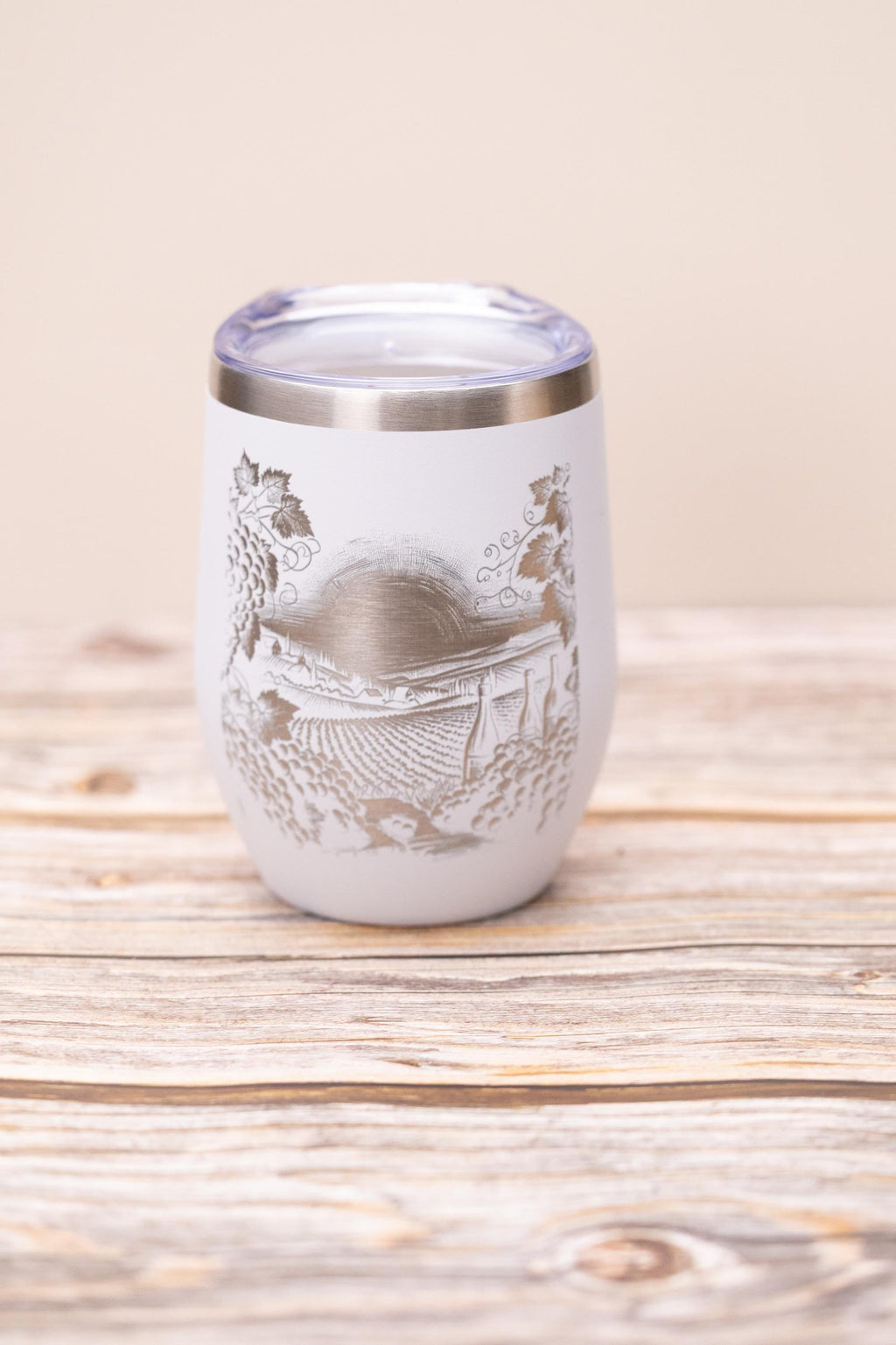 Insulated Wine Tumbler - Stainless Steel 12oz Double Wall Cup With Spill Resistant Lid