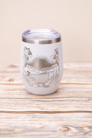 Insulated Wine Tumbler - Stainless Steel 12oz Double Wall Cup With Spill Resistant Lid
