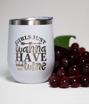 Wine Tumbler - 12 oz Stainless Steel Cup | Laser Engraved Girls Night Tumbler