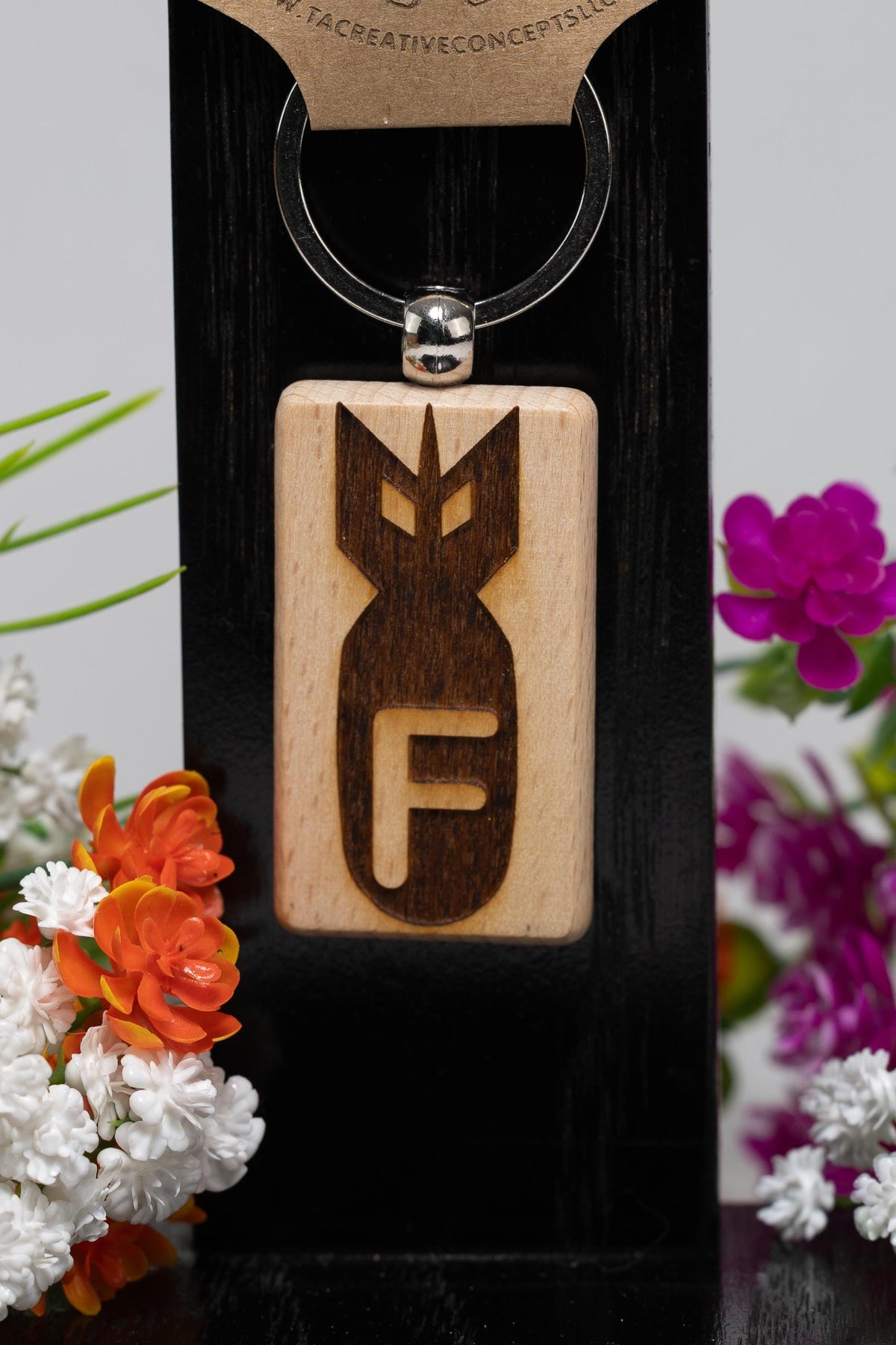 Funny Keychain – Double Sided Laser Engraved Wood Ring | Sarcastic Humor Gift