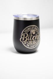 Funny Camping Wine Tumbler – Stainless Steel, Double Wall, 12 oz Insulated Cup