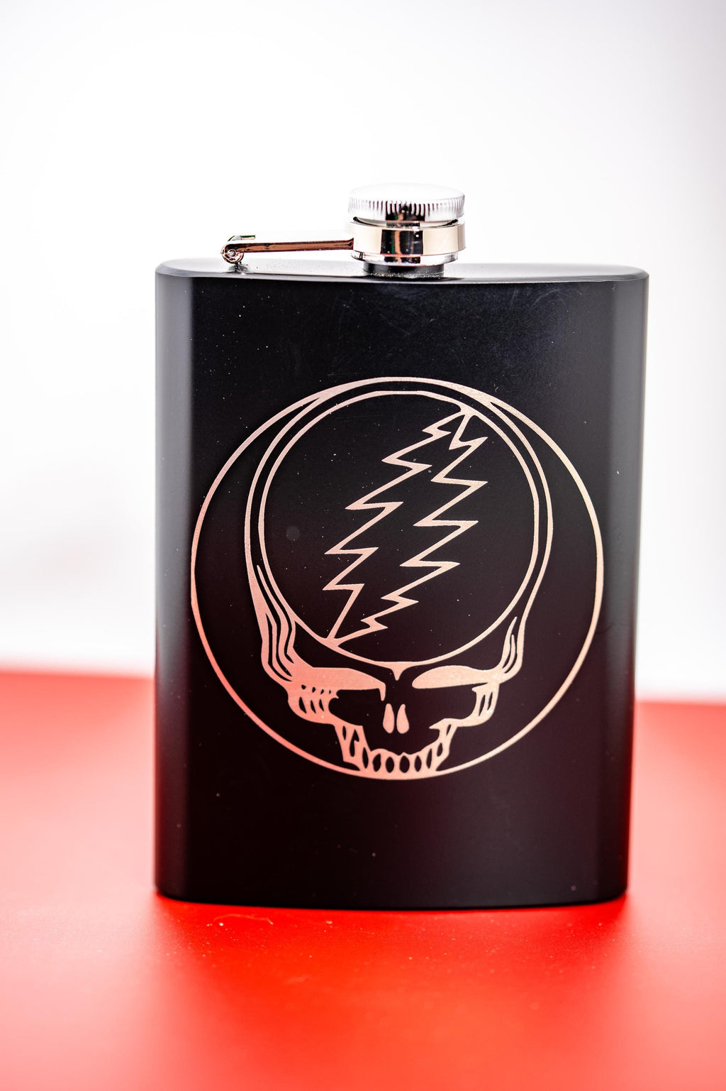Grateful Dead Flask – 8oz Stainless Steel Pocket Flask With Laser Engraved SYF Emblem