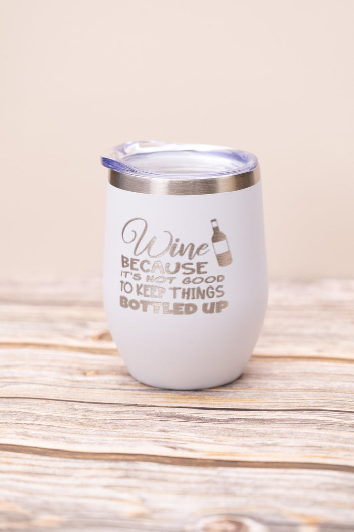 Stainless Steel Wine Tumbler – Vacuum Insulated Cup With Spill Resistant Lid