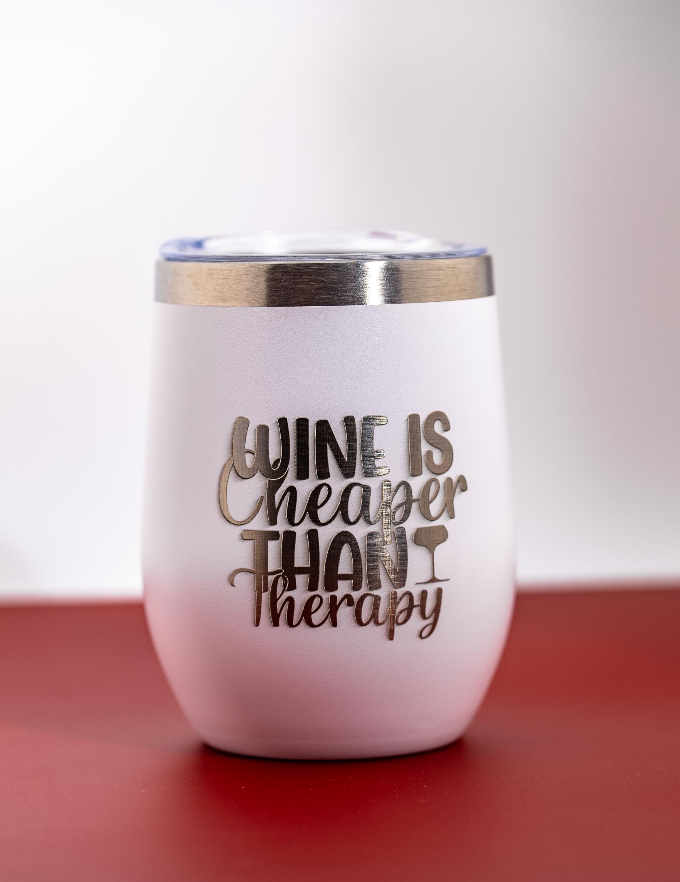 Insulated Wine Tumbler - 12oz Stainless Steel Double Wall, Laser Engraved Funny Gift