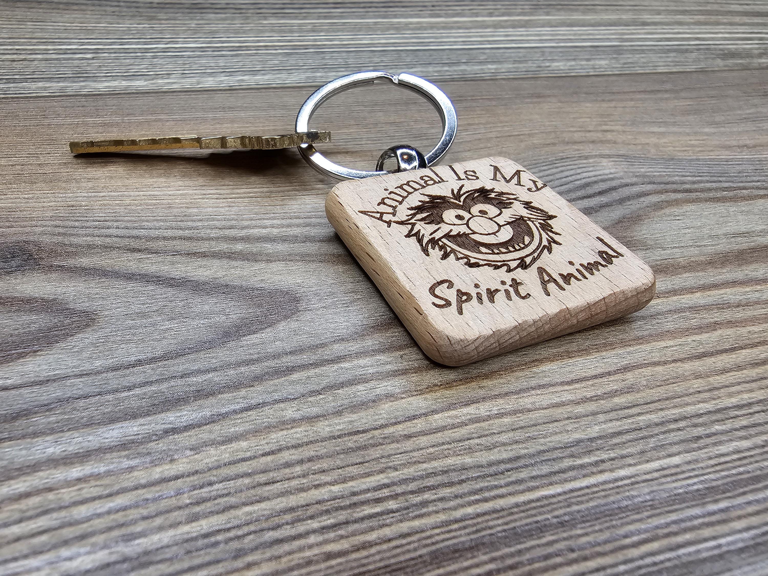 Animal Spirit Keychain - Hardwood Double Sided Engraving | Stainless Steel Ring