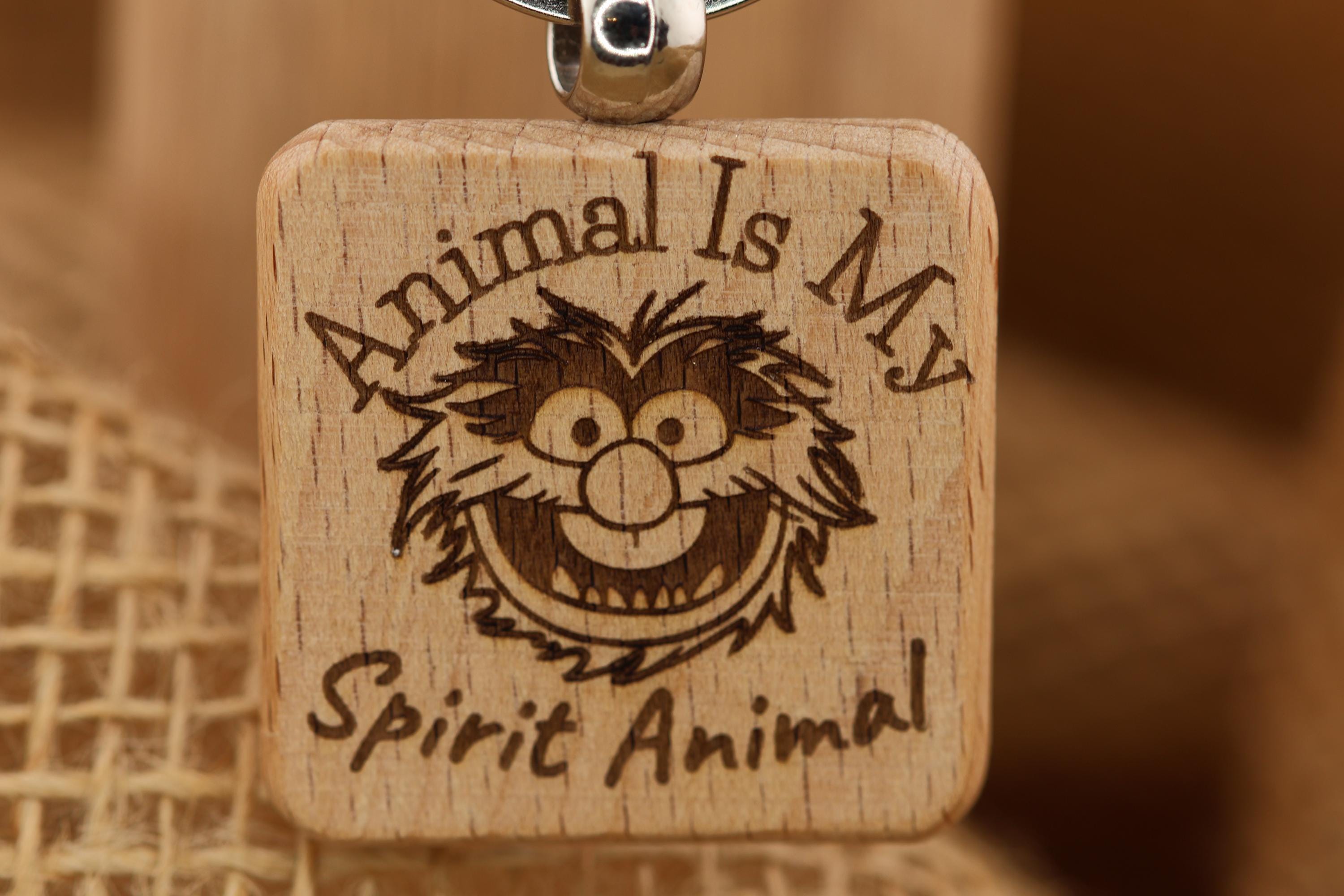 Animal Spirit Keychain - Hardwood Double Sided Engraving | Stainless Steel Ring