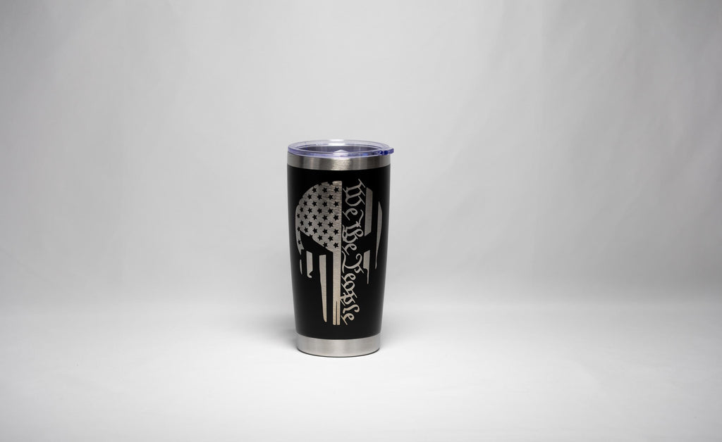 Patriotic Skull Tumbler – Laser Engraved Stainless Steel Cup, Double Wall Insulation