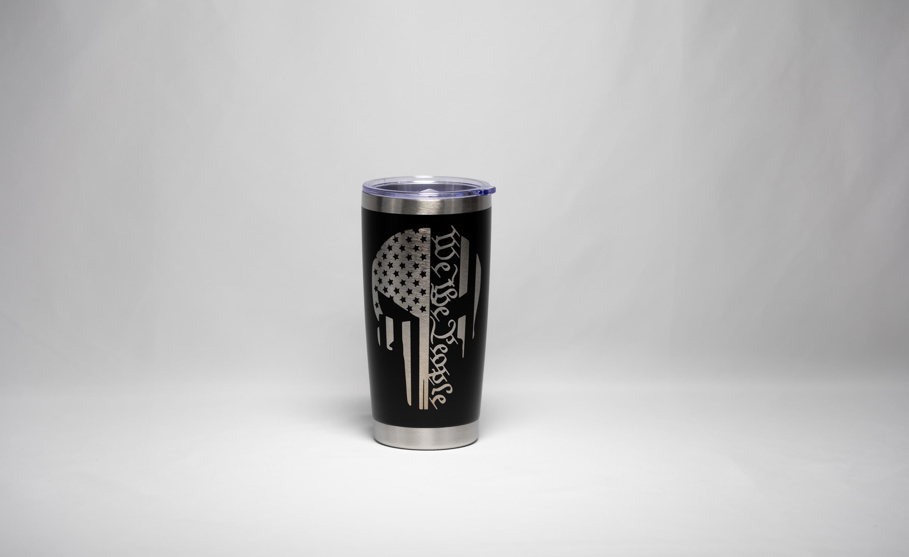 Patriotic Skull Tumbler – Laser Engraved Stainless Steel Cup, Double Wall Insulation