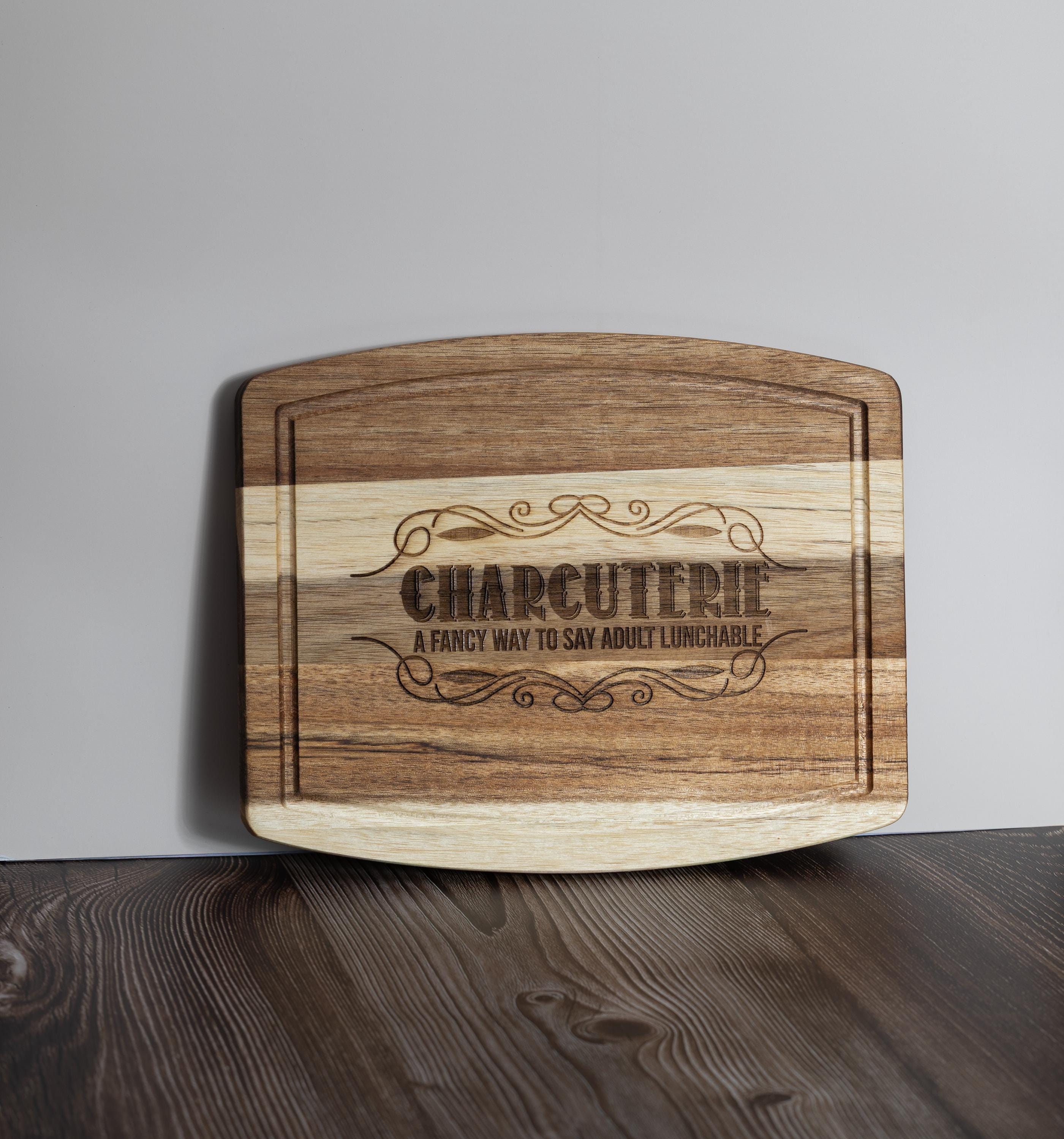 Adult Lunchable Serving Board – Laser Engraved Acacia Wood Charcuterie Tray