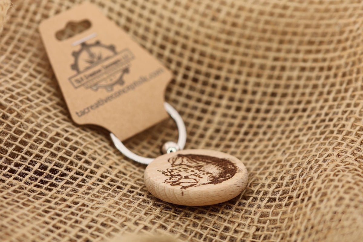 Largemouth Bass Keychain – Double Sided Engraved Hardwood With Rust Resistant Ring