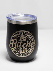 Funny Camping Wine Tumbler – Stainless Steel, Double Wall, 12 oz Insulated Cup