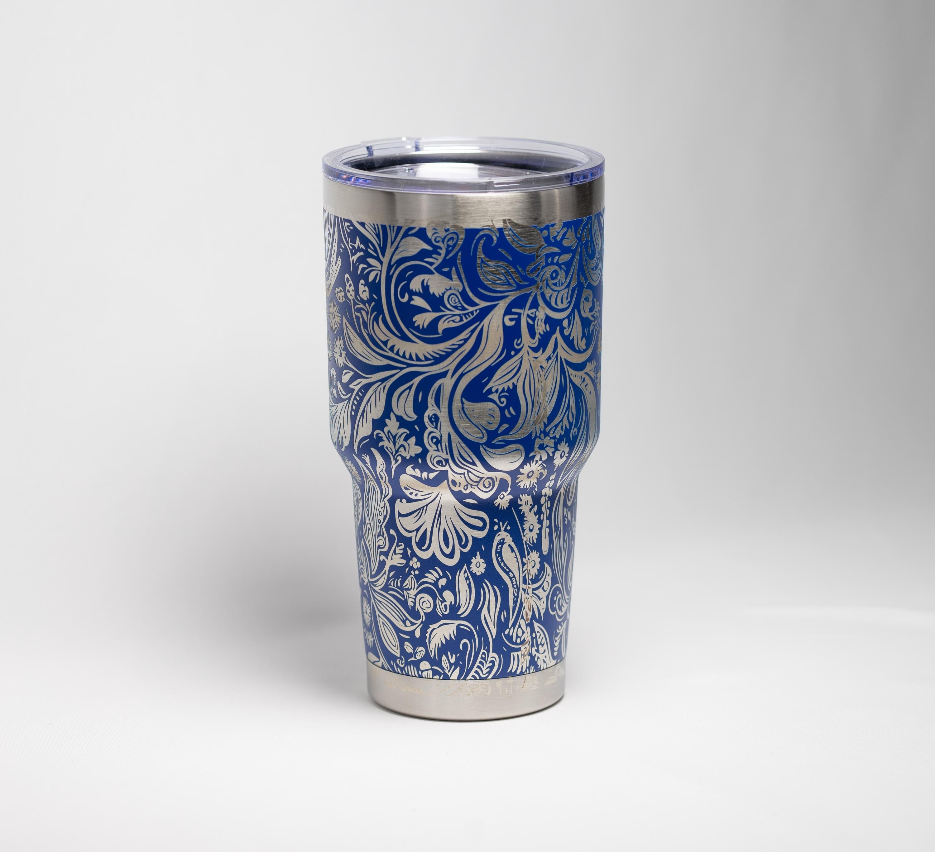 Paisley Travel Tumbler - 30oz Double Wall Insulated Drink Cup With Laser Engraving