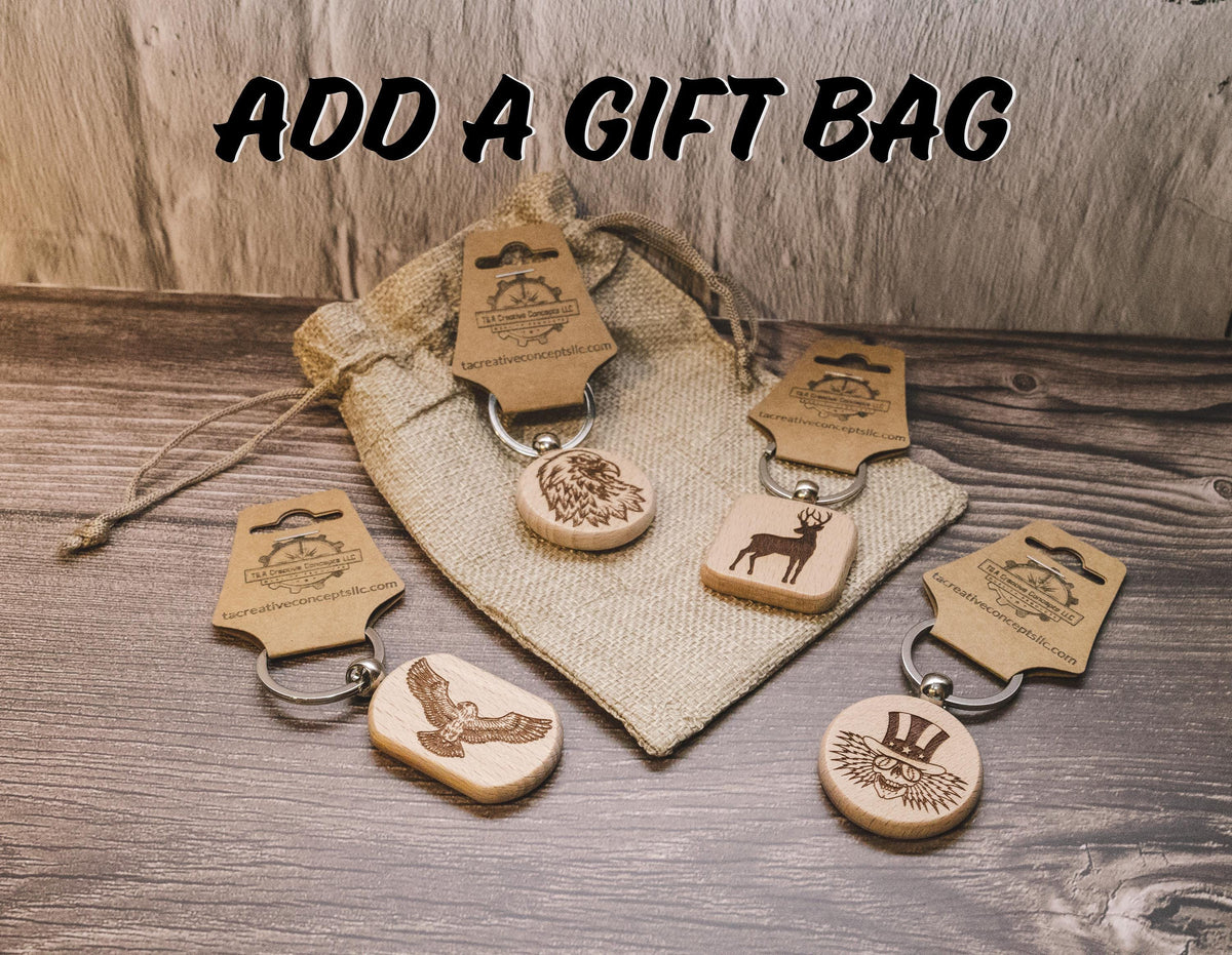 Hunter Buck Keychain - Double Sided Hardwood Laser Engraved Buck Silhouette