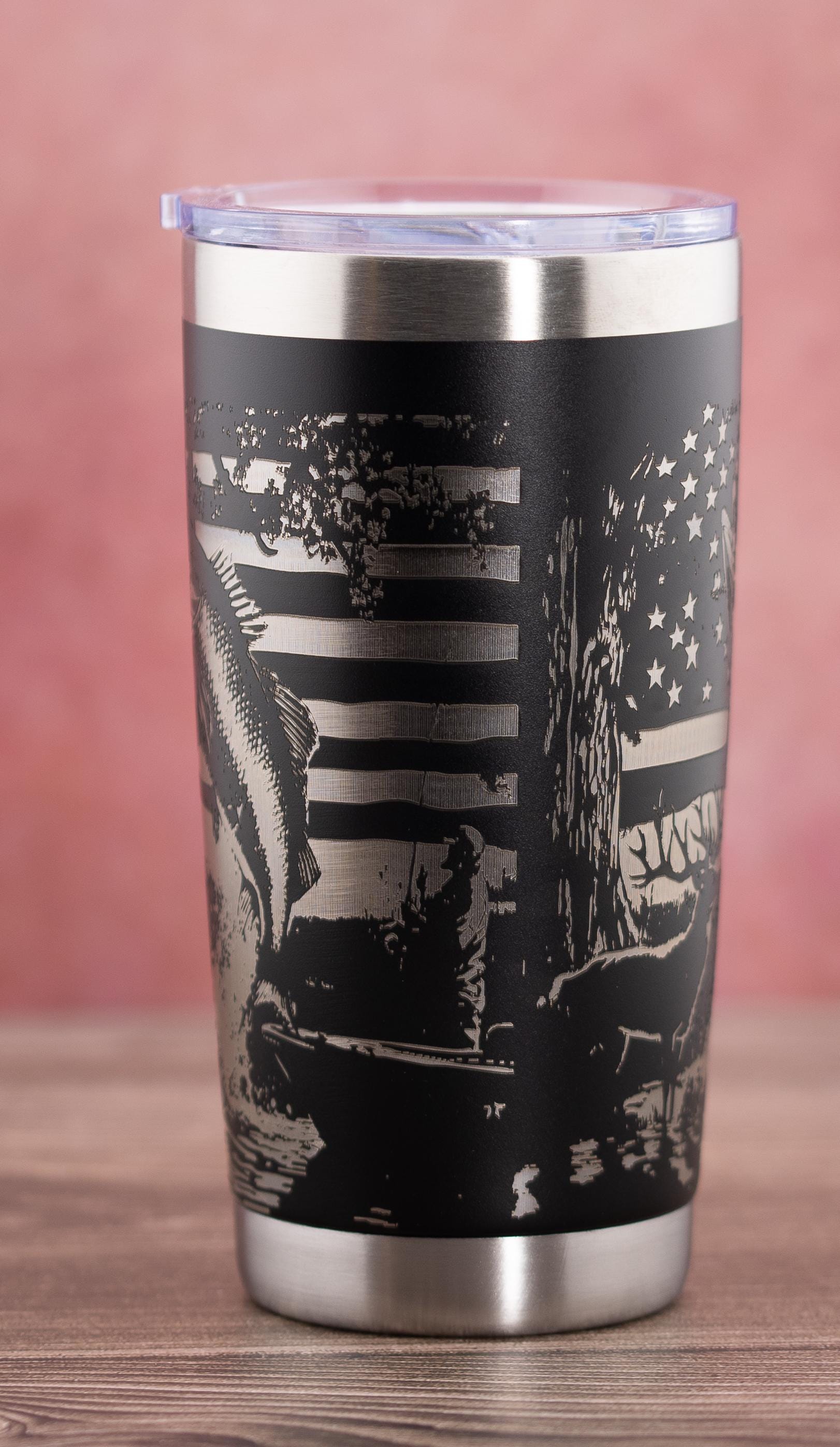 20oz Insulated Tumbler - Stainless Steel Double Wall Vacuum Engraved Flag Design