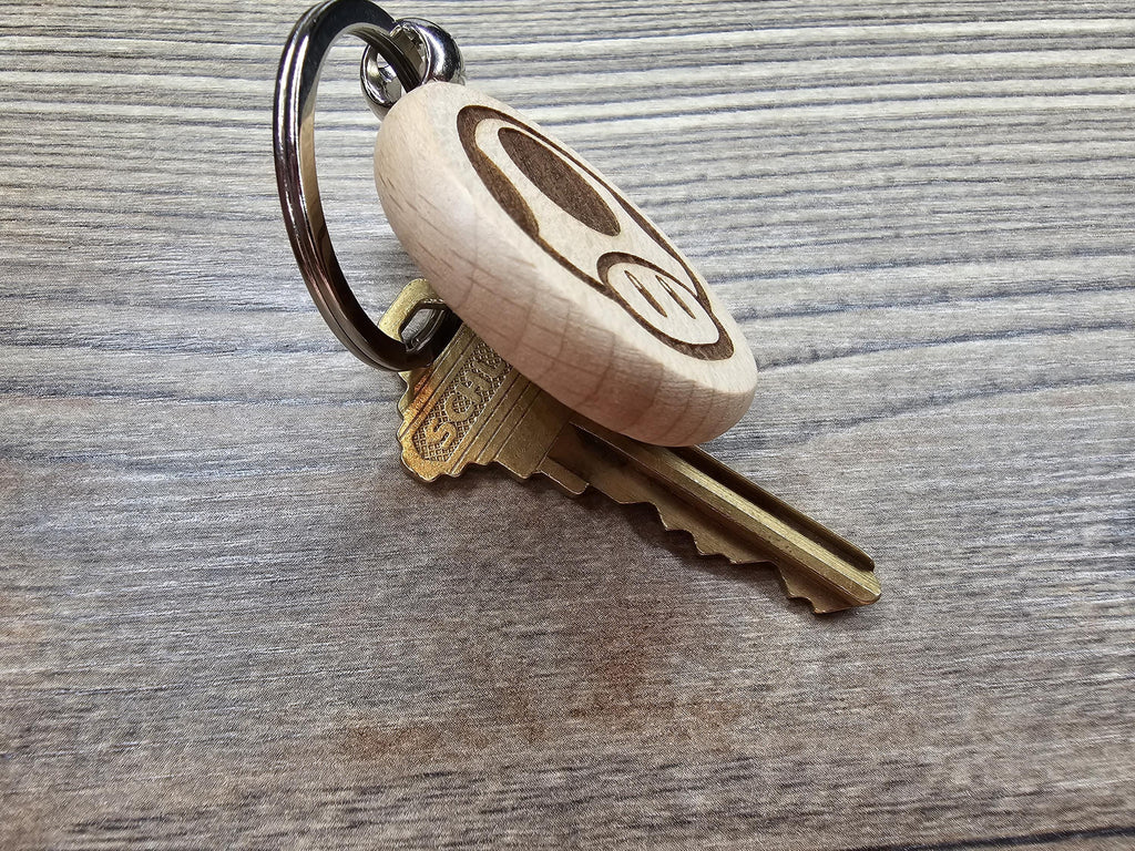 Mario Mushroom Keychain - Laser Engraved Hardwood Double Sided Power Up Keyring