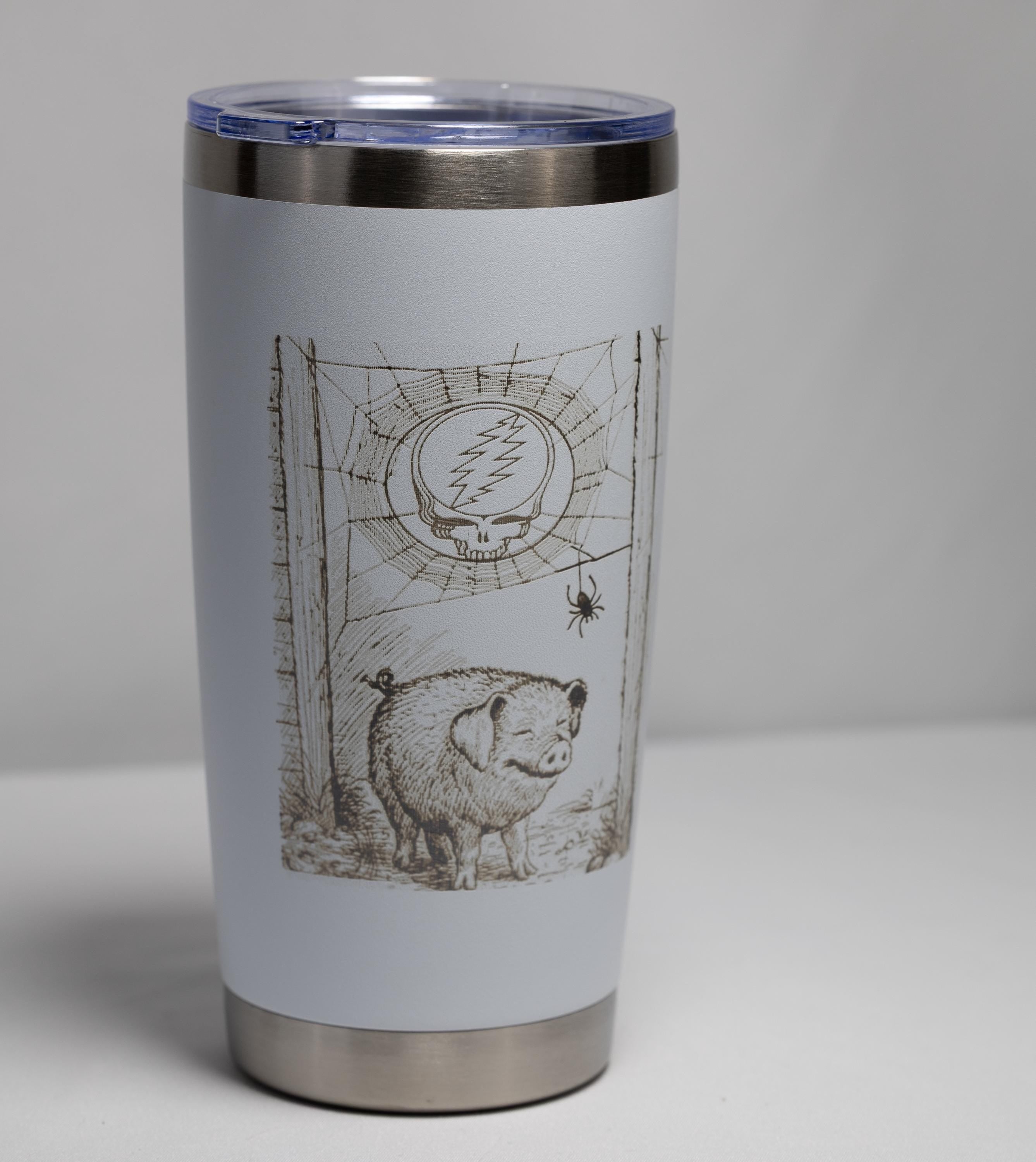 Lightning Skull Tumbler - Engraved Stainless Steel Jam Band Drinkware 20 oz