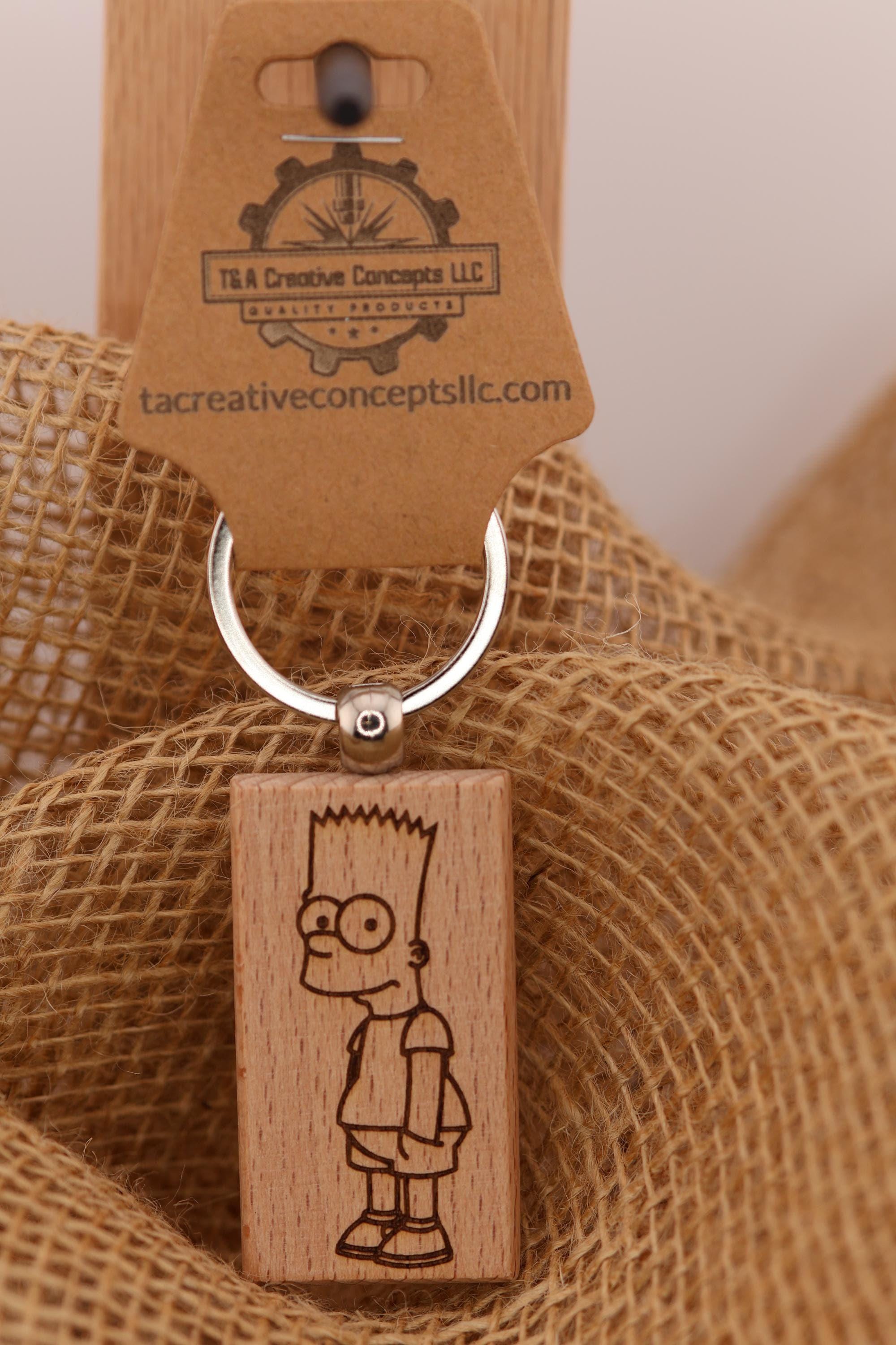 Bart Simpson Keychain – Double Sided Engraved Hardwood Pop Culture Gift